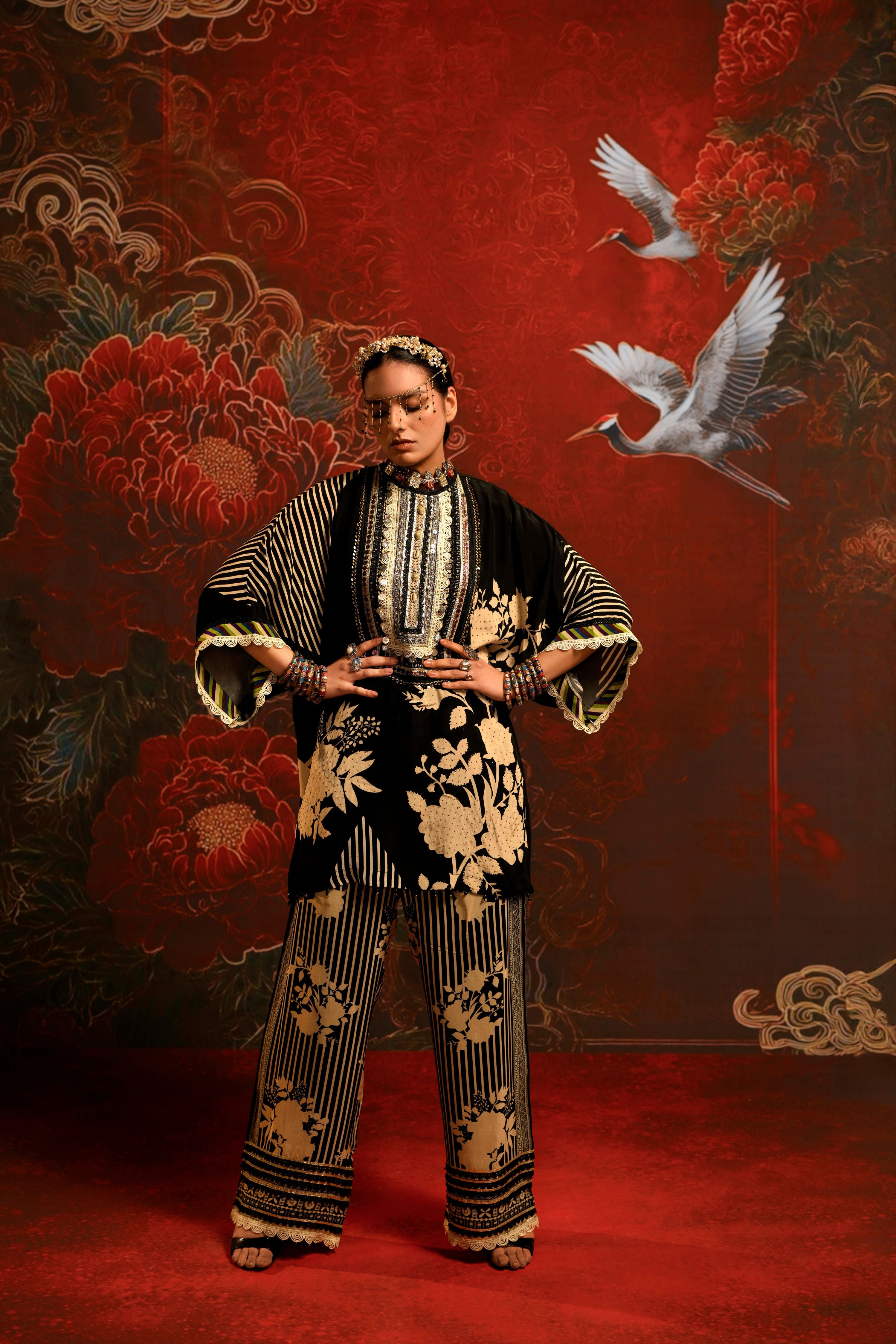 Obsidian Gold Printed Crepe Silk Co-Ord Set