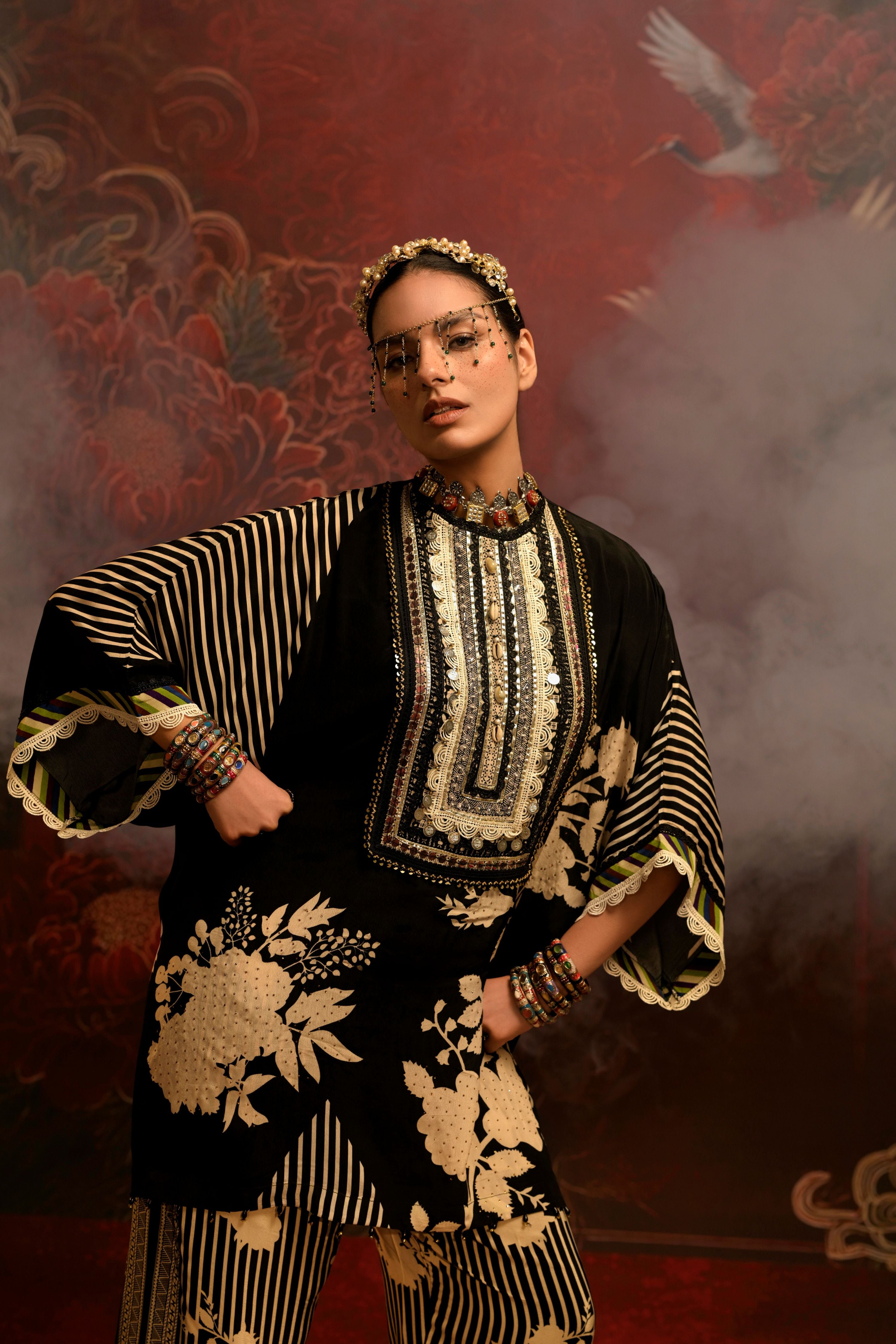 Obsidian Gold Printed Crepe Silk Co-Ord Set