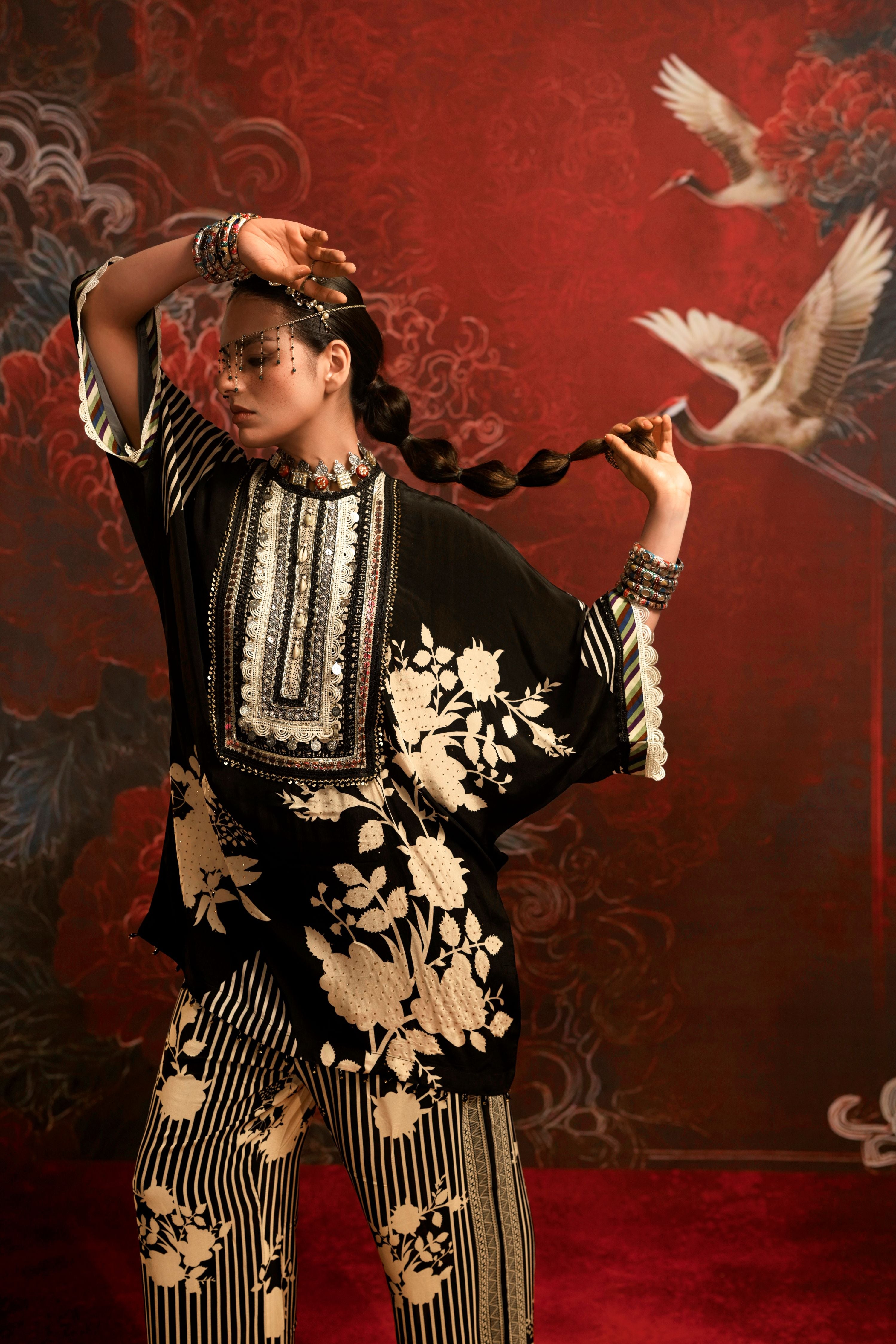 Obsidian Gold Printed Crepe Silk Co-Ord Set