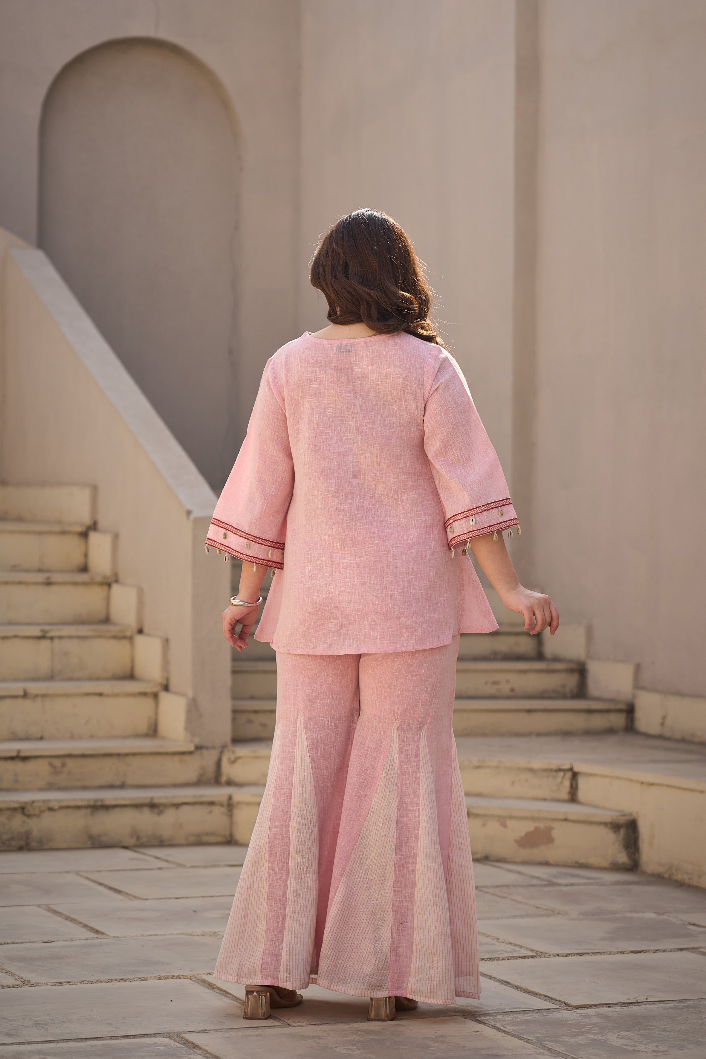 Rose Boho Embroidered Linen Co-Ord Set