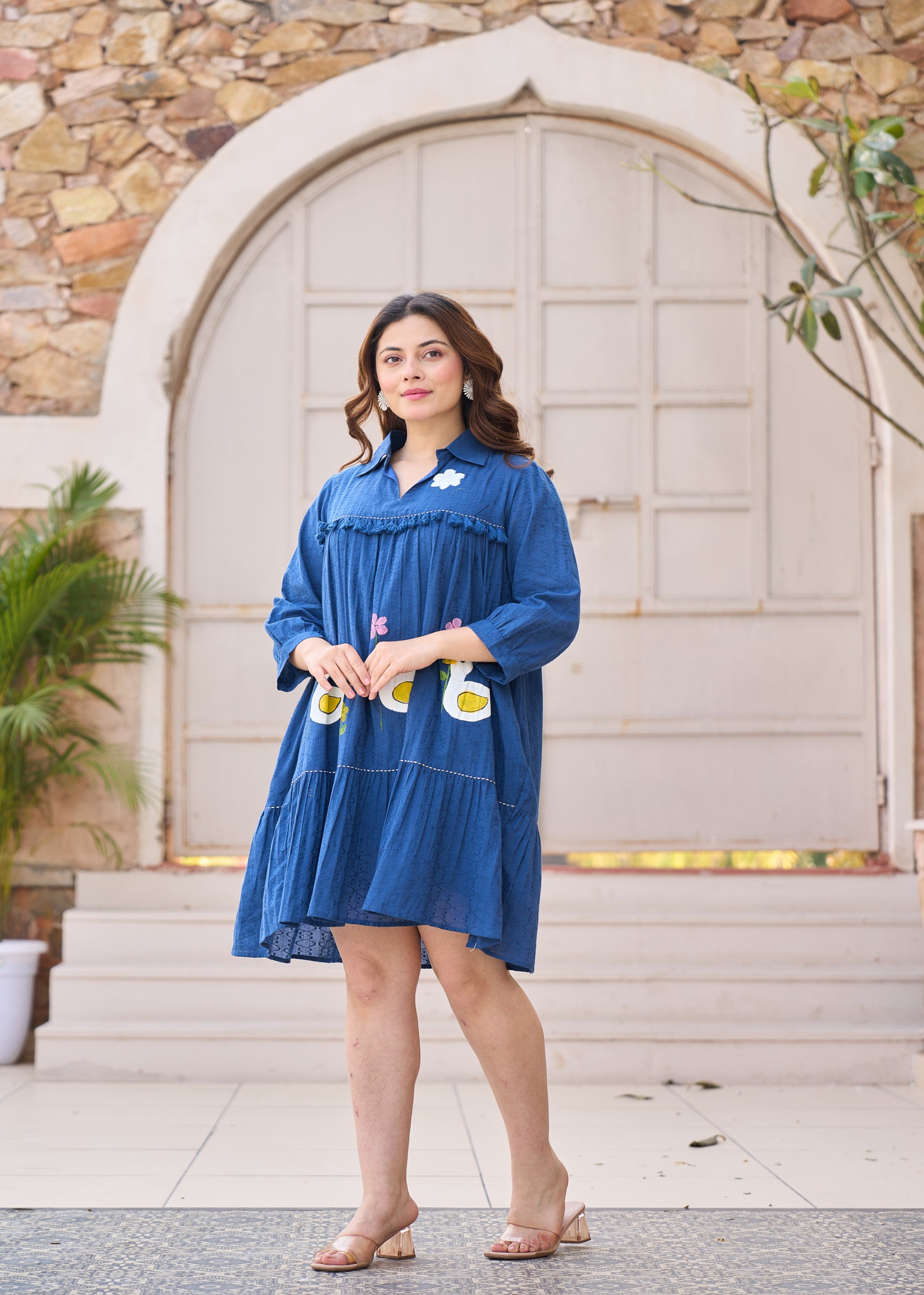Azure Tales Embroidered Cotton Dress