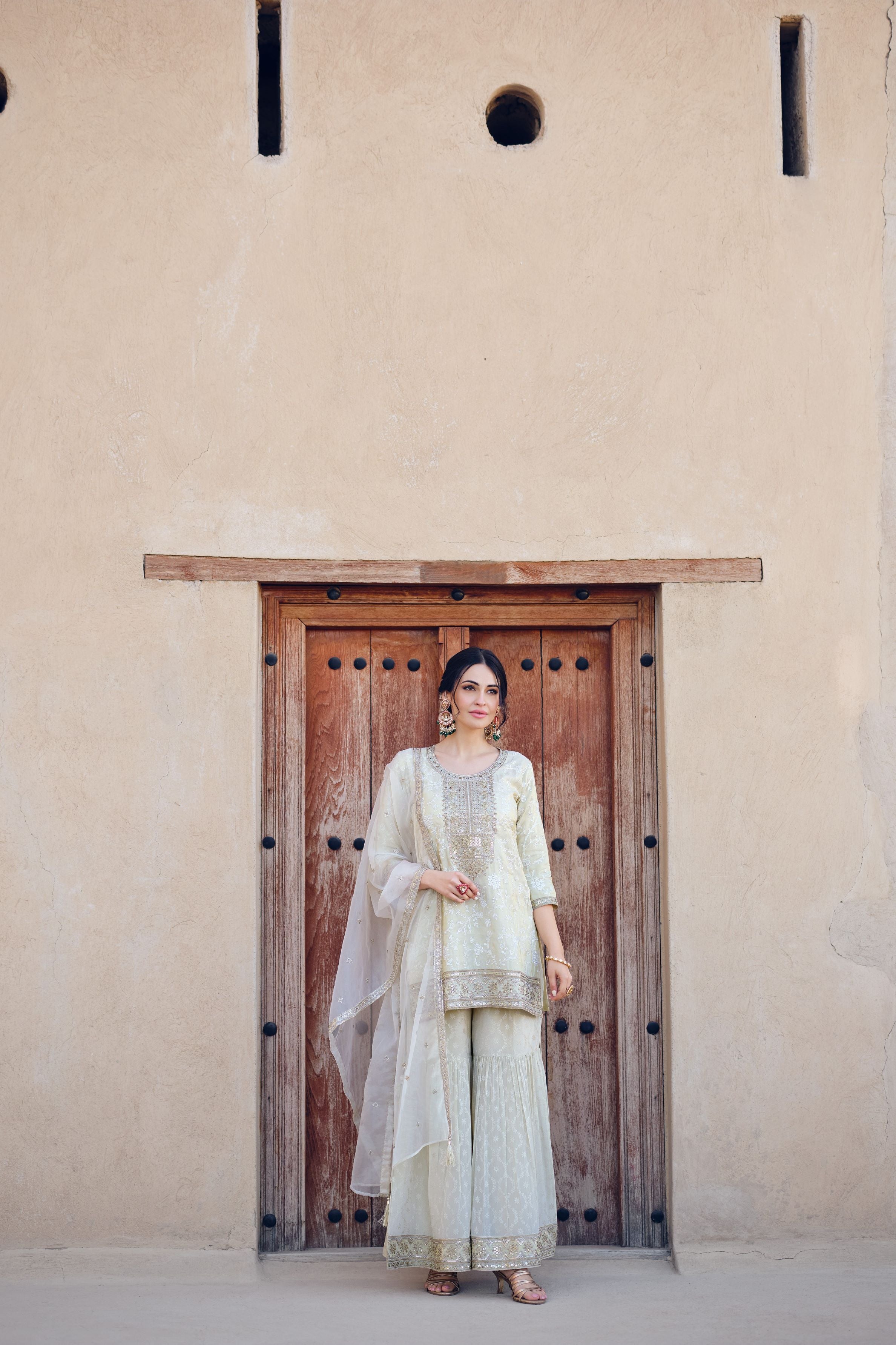 Champagne Ivory Sharara Set