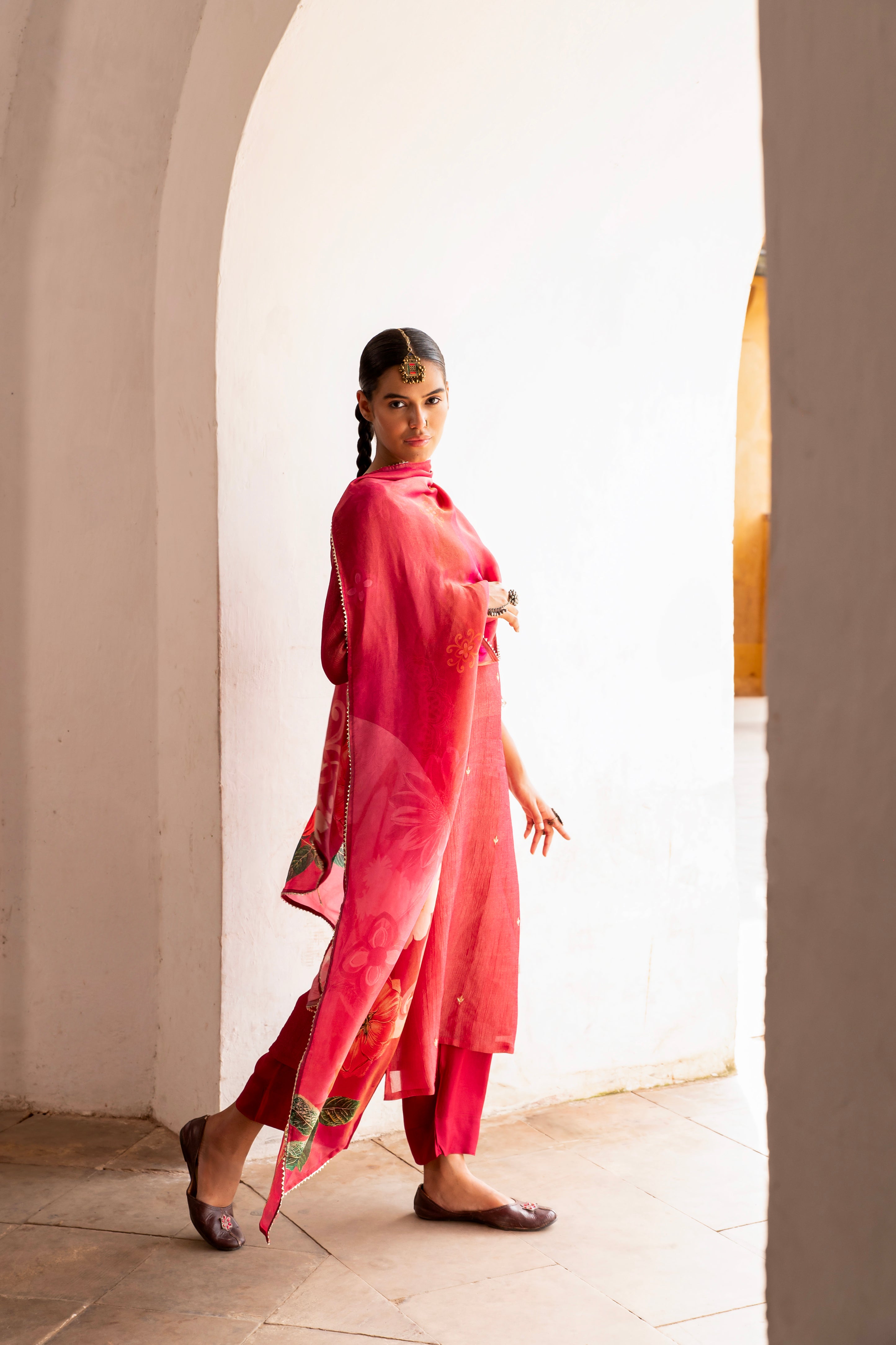 Blush Pink Embellished Crushed Tissue Silk Pant Set