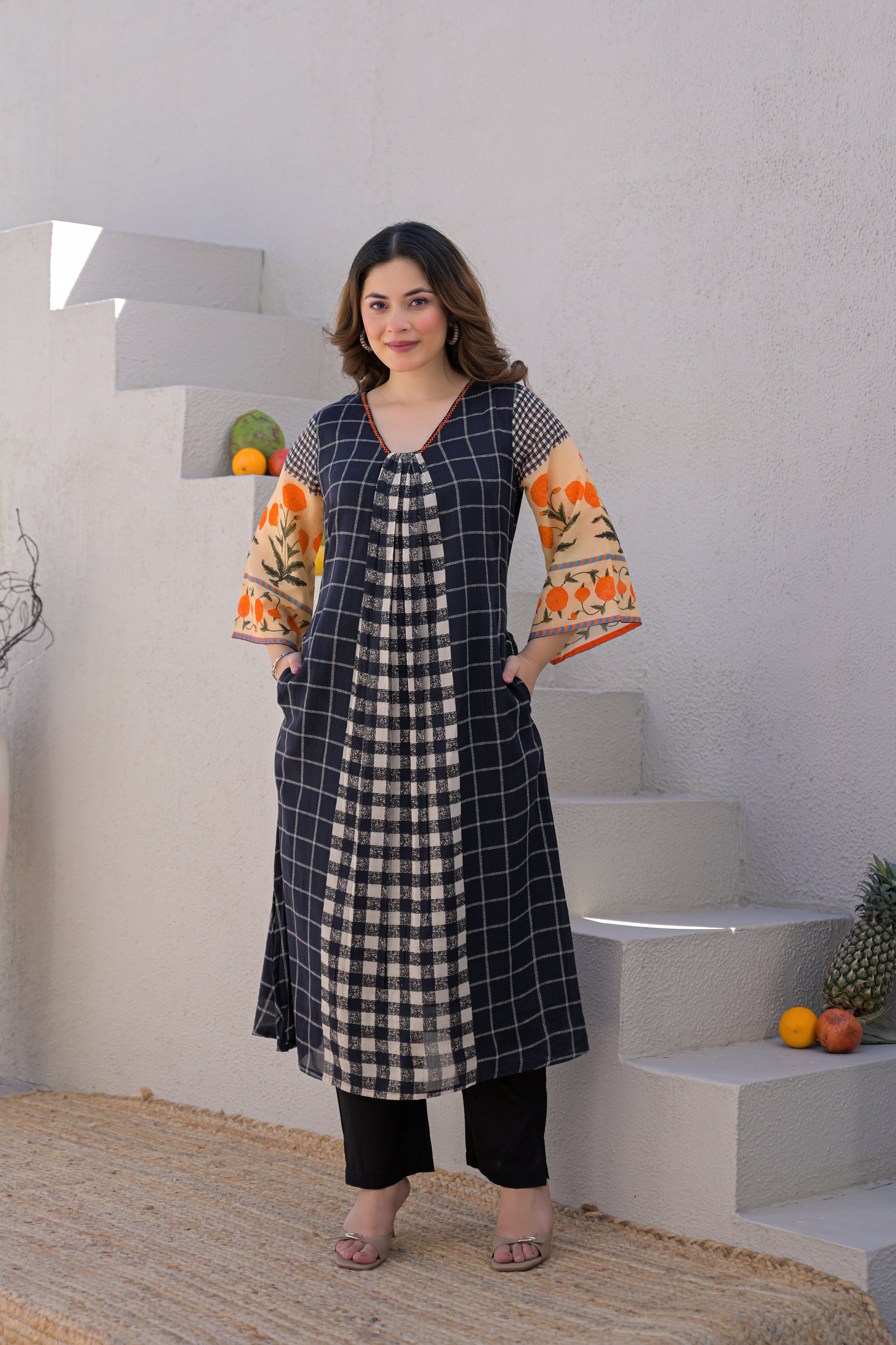 Midnight Noir Printed Cotton Kurta Set