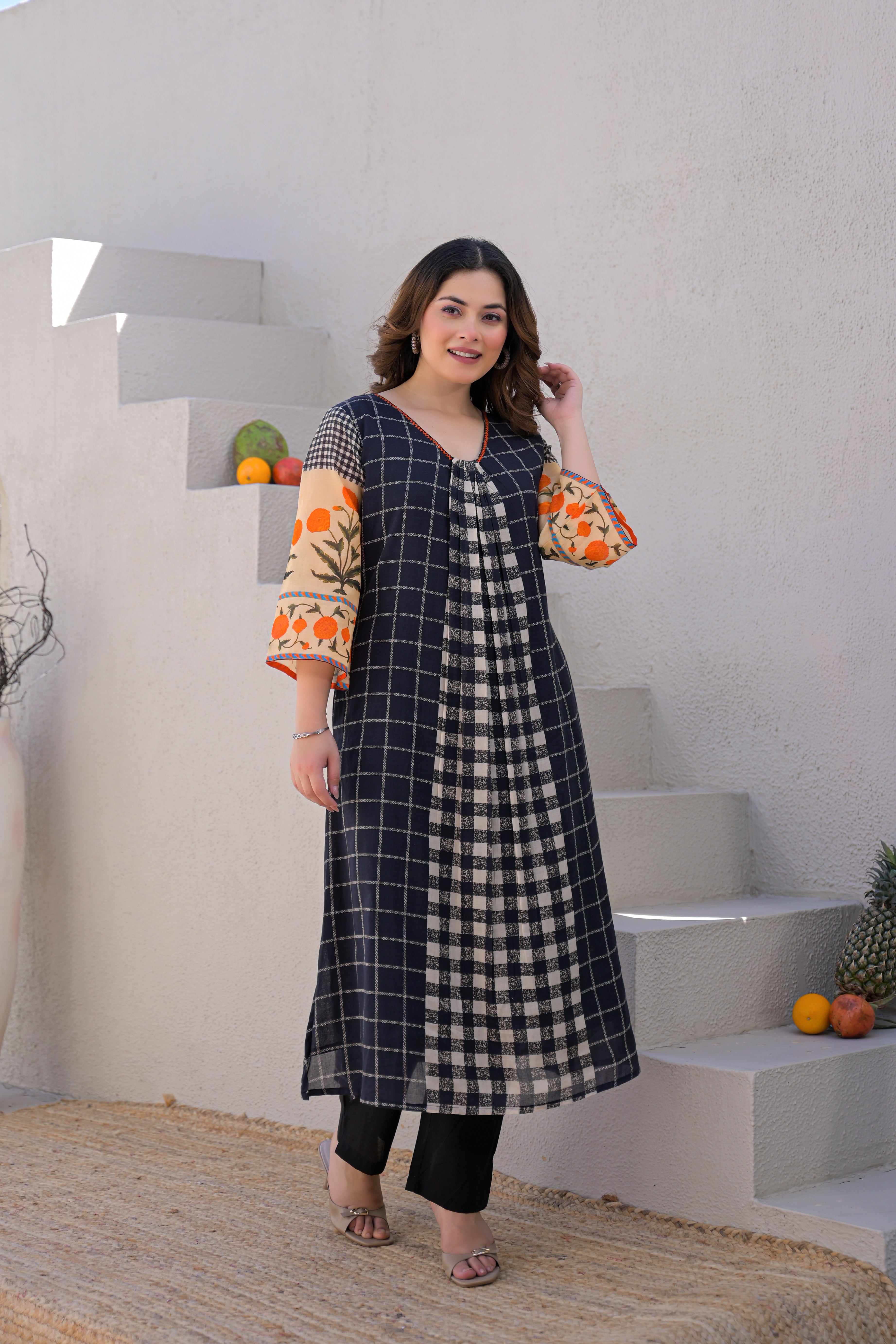 Midnight Noir Printed Cotton Kurta Set