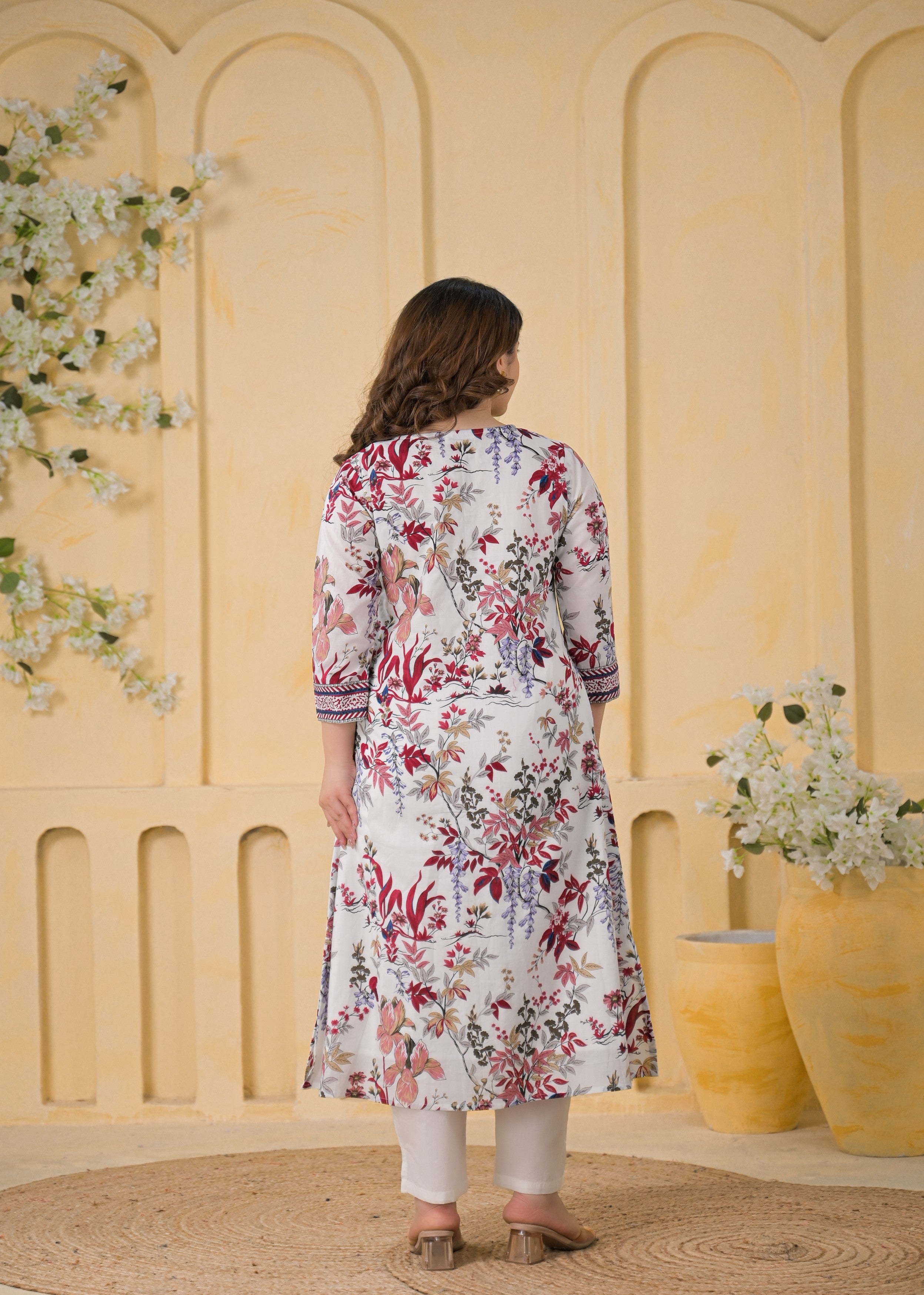 Off-White Printed Mul-Cotton Kurta Set