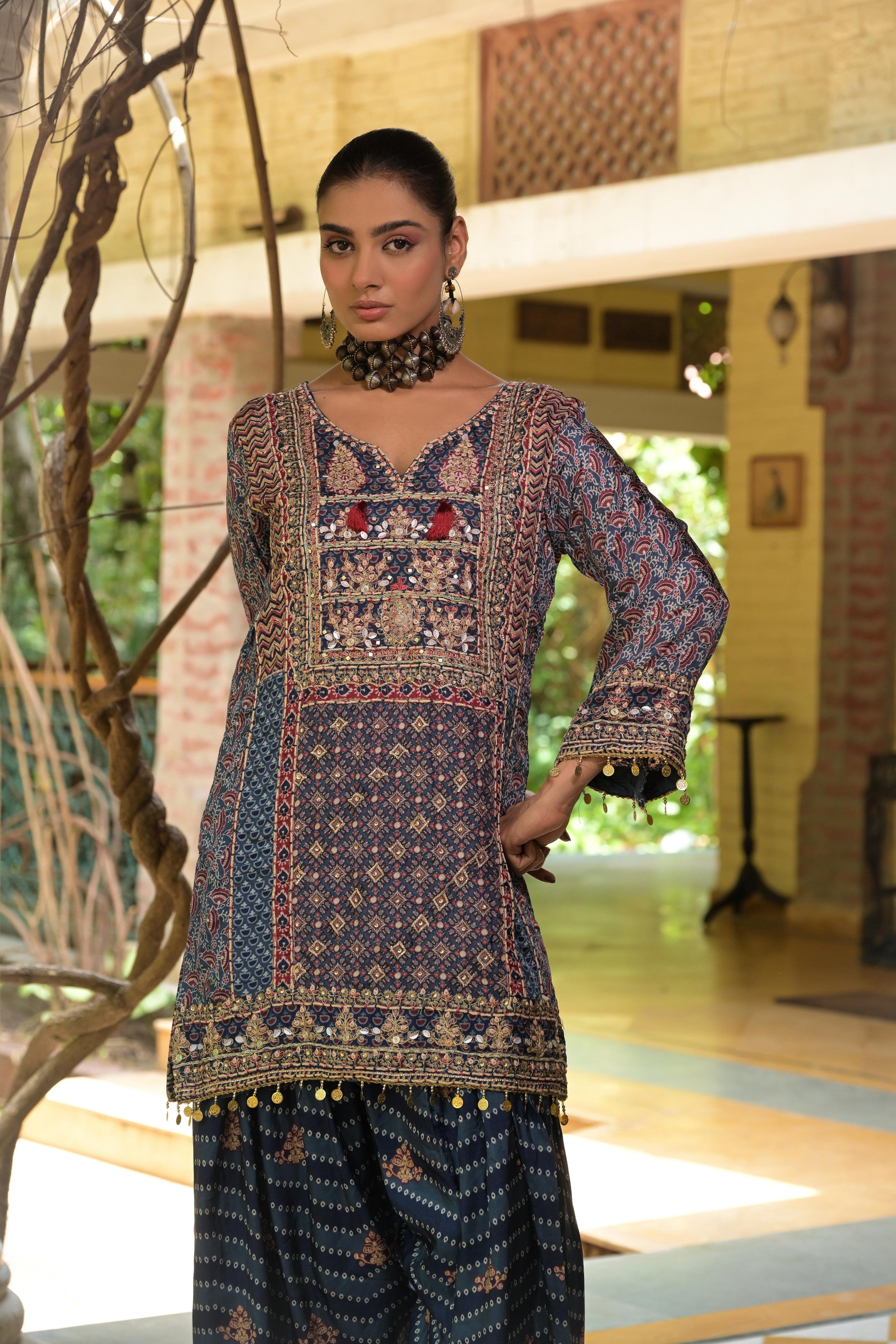 Deep Indigo Embellished Crepe Silk Salwar Set