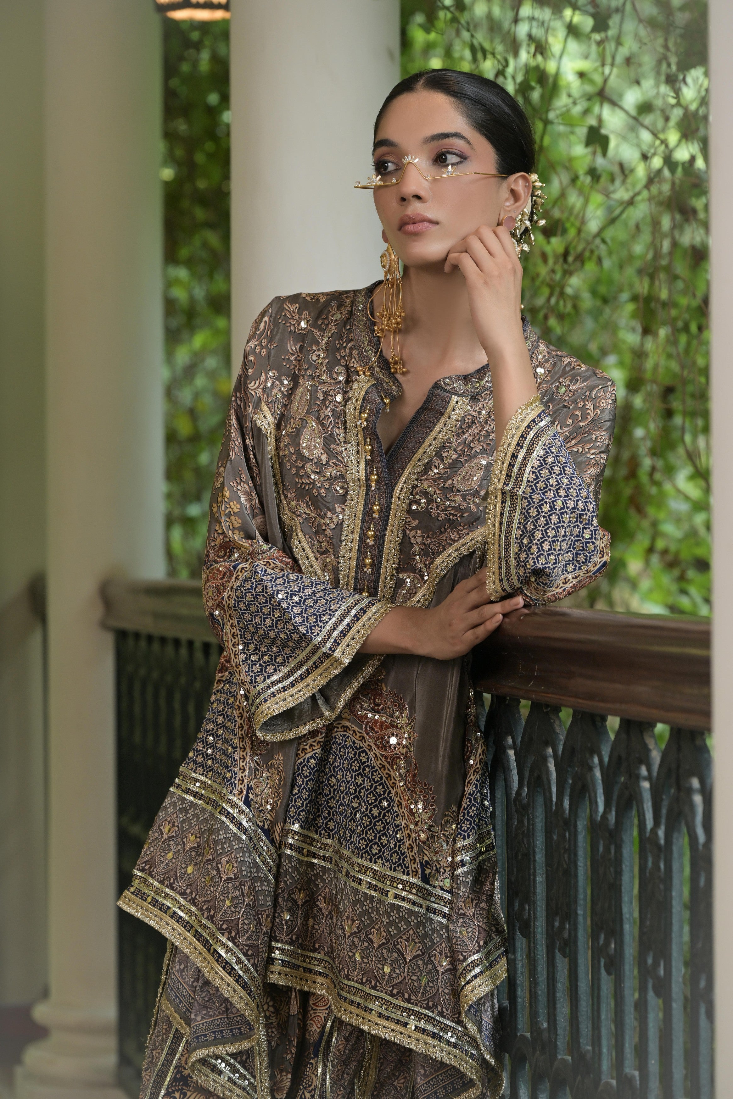 Charcoal Grey Embellished Crepe Silk Dhoti Set