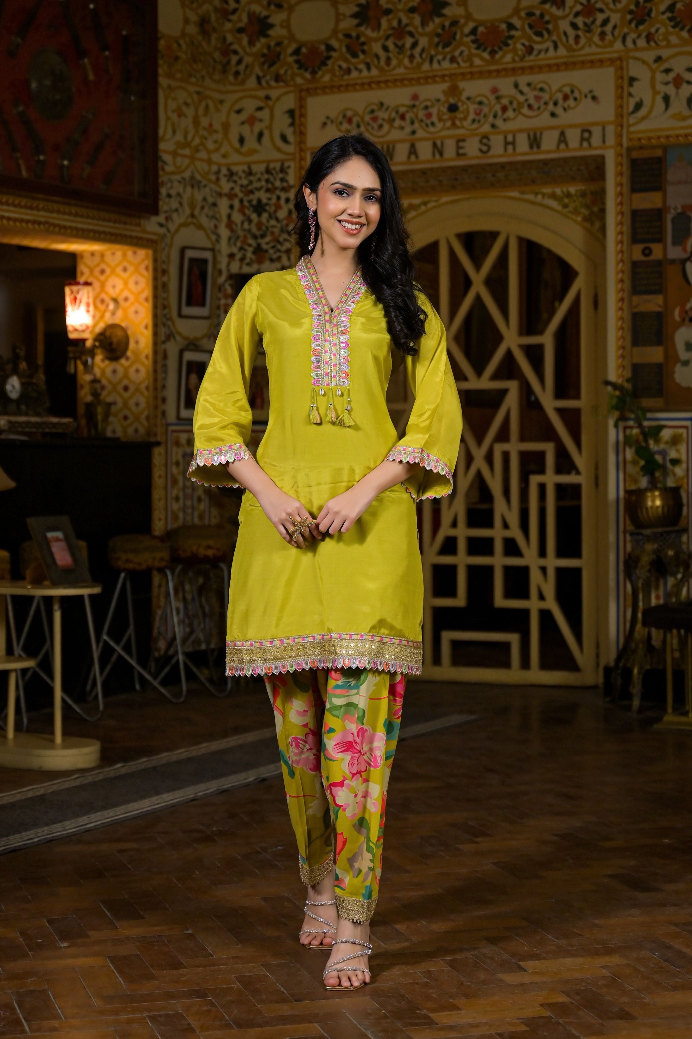 Green Printed Kurta Salwar Set