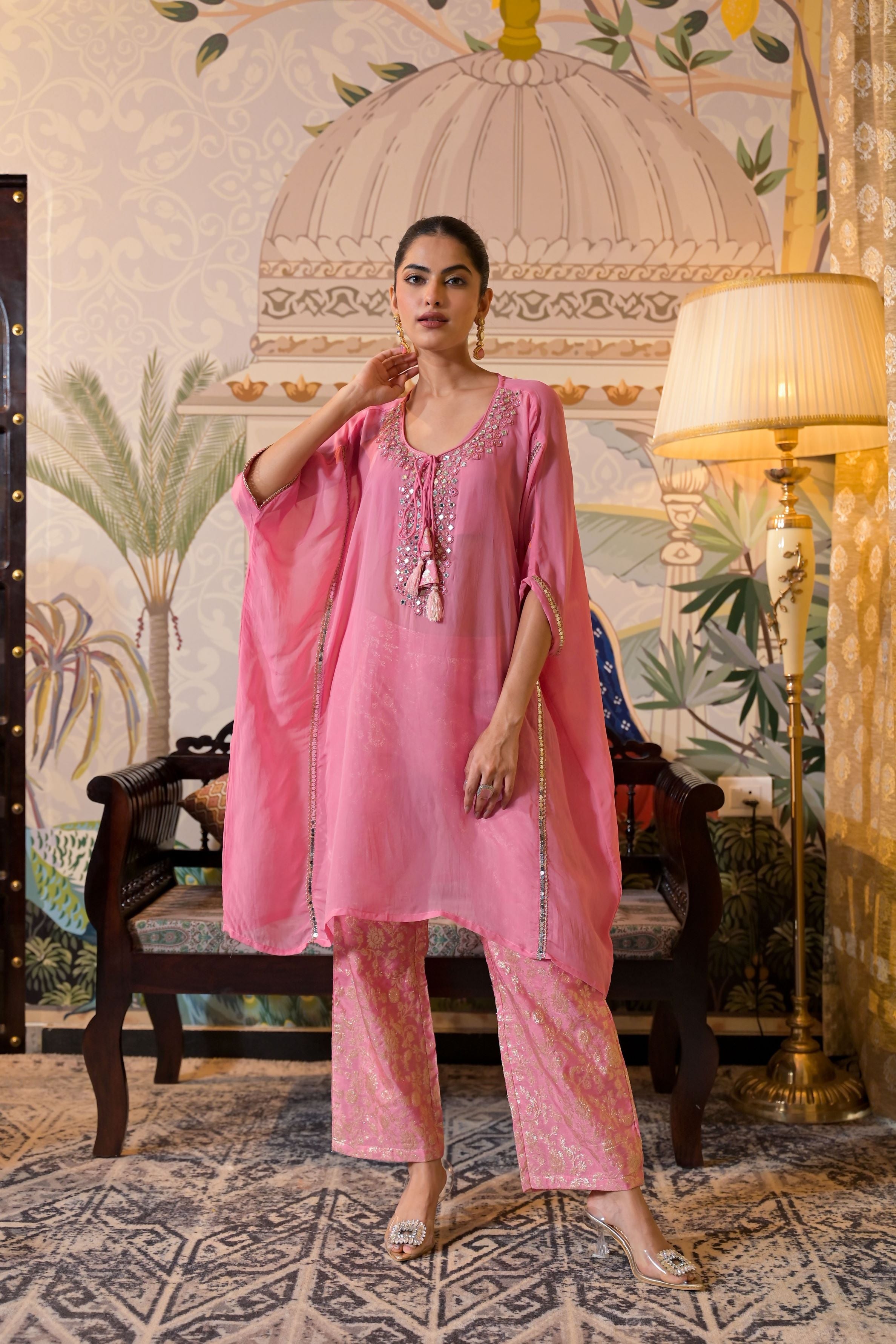 Pink Brocade Silk Co-Ord Set