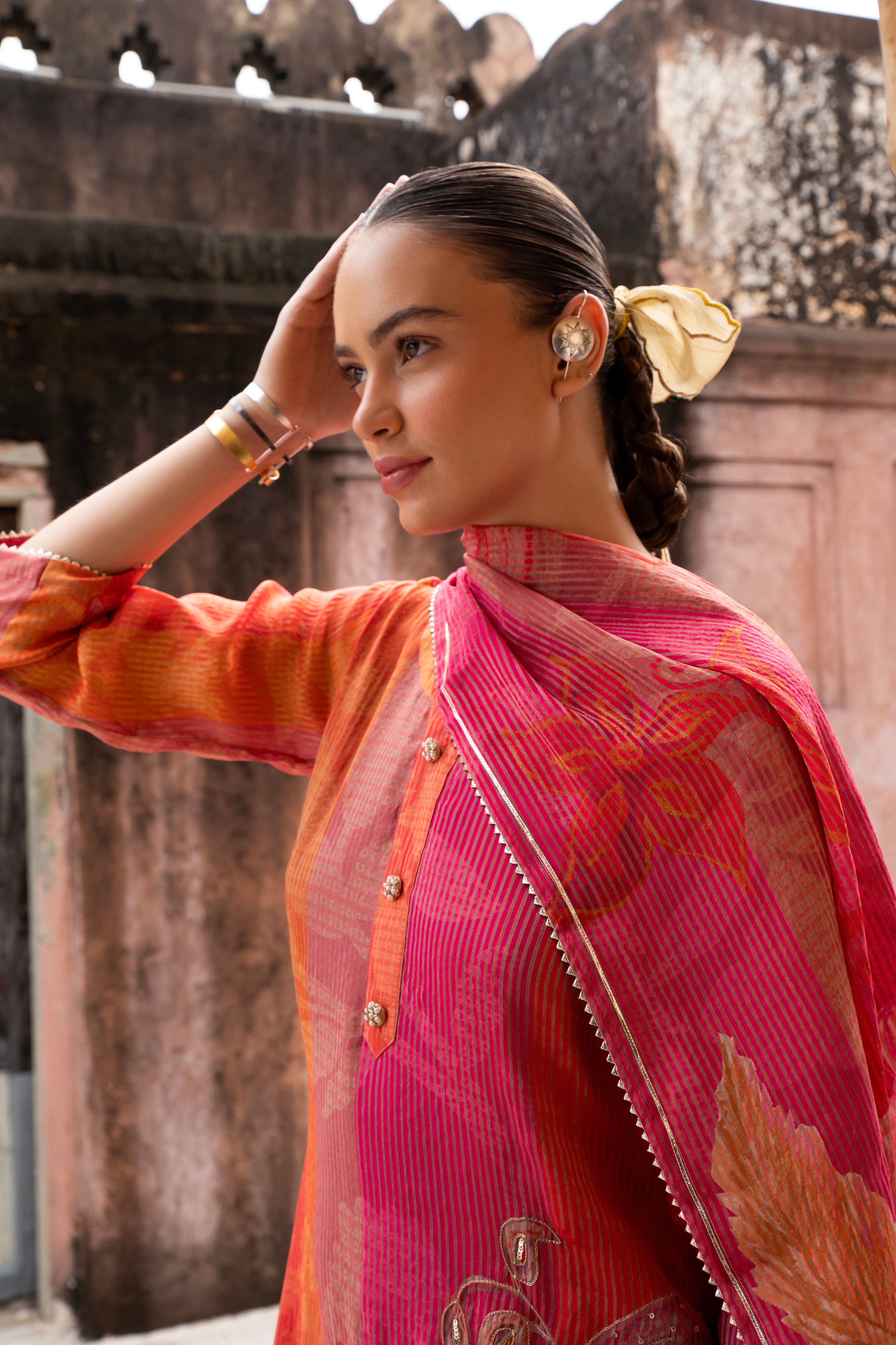 Pure Pink Embellished  Premium Silk Pant Set