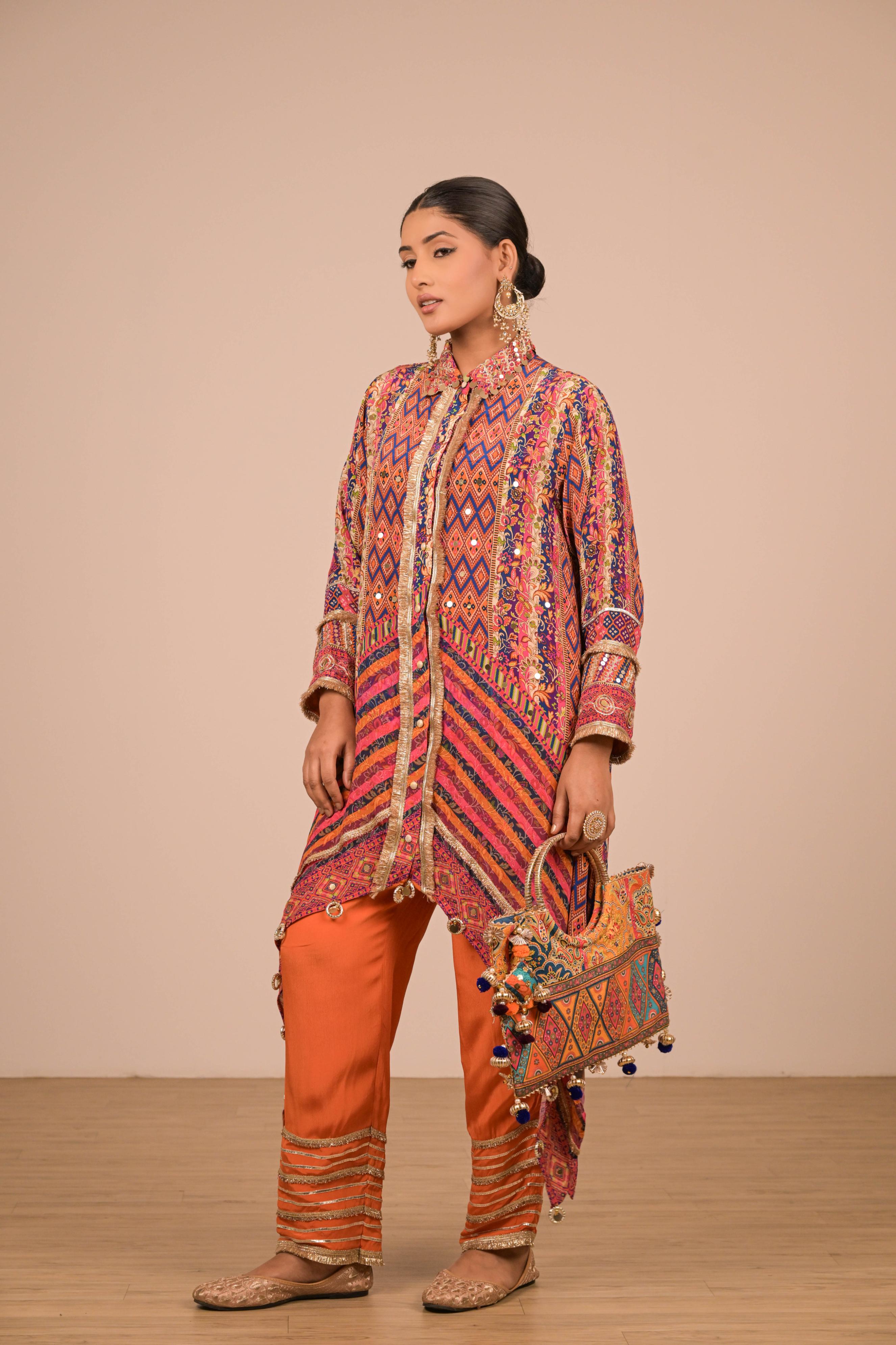 Multicolor Asymmetrical Printed Kurta Set