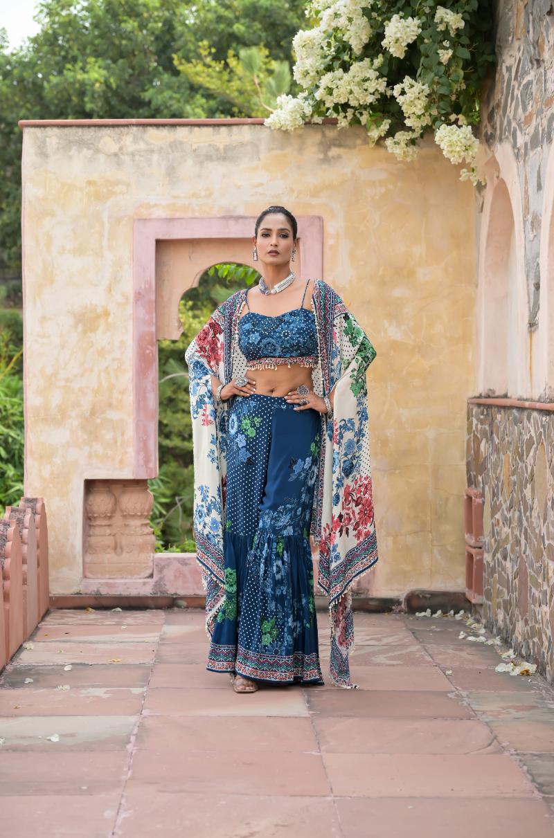 Midnight Blossom Cape Set