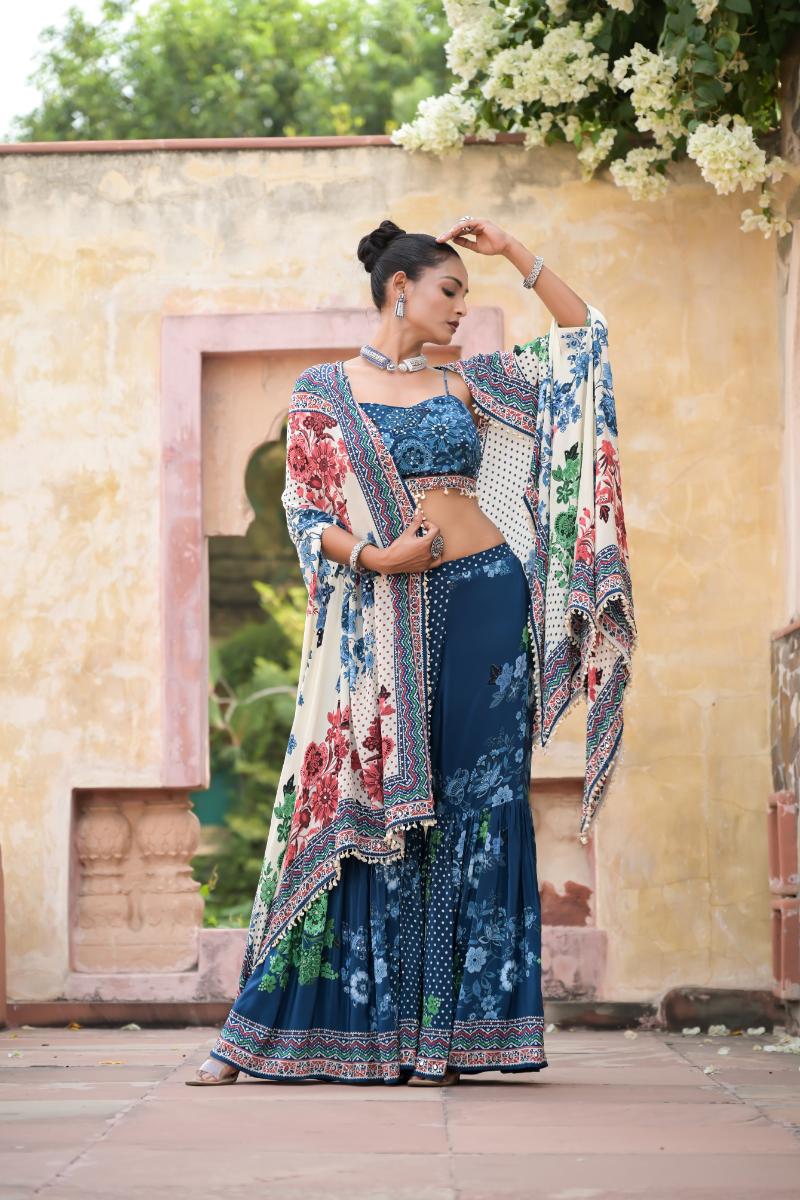 Midnight Blossom Cape Set