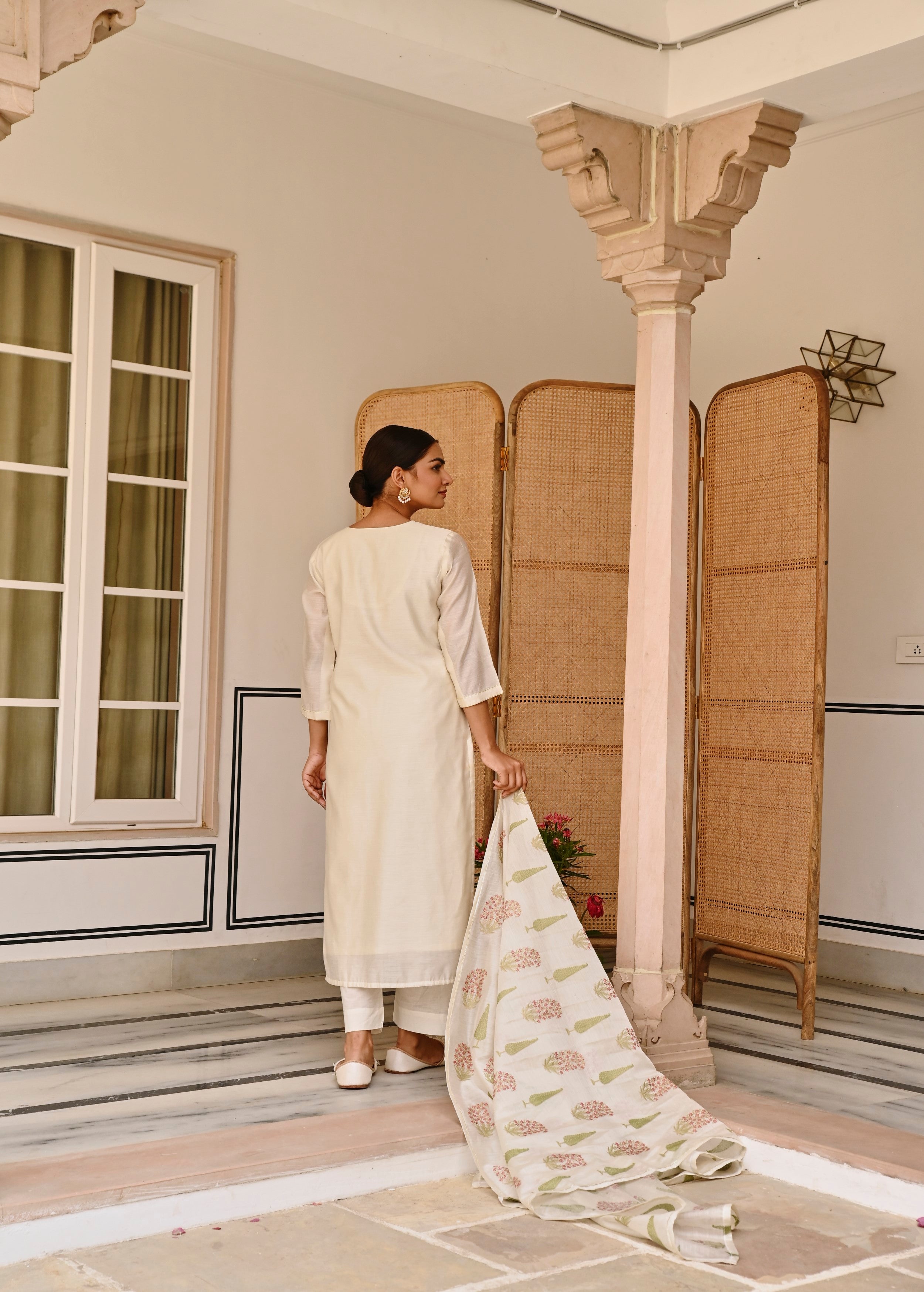 Moonbeam Embroidered Chanderi Silk Pant Set
