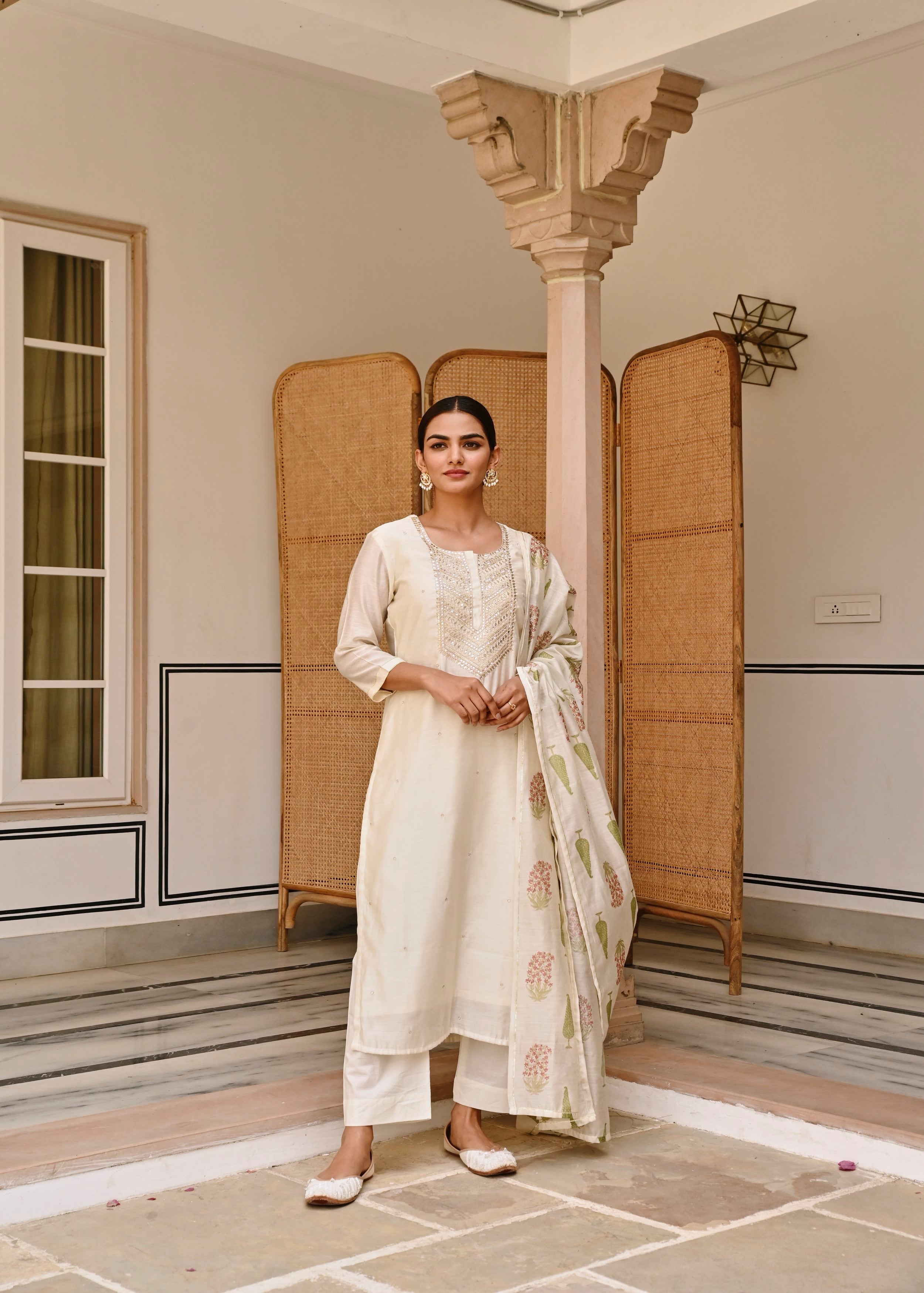 Moonbeam Embroidered Chanderi Silk Pant Set