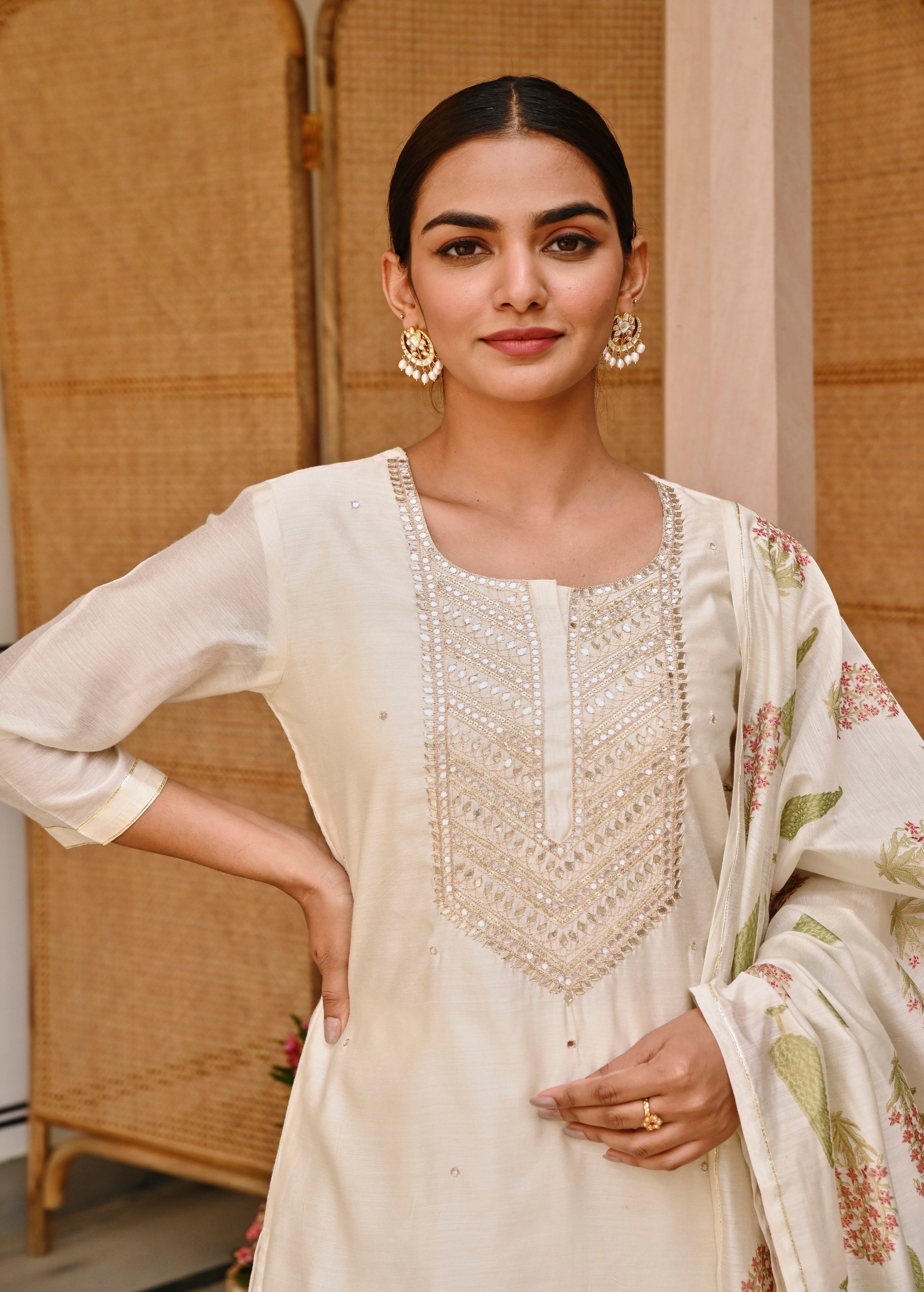 Moonbeam Embroidered Chanderi Silk Pant Set