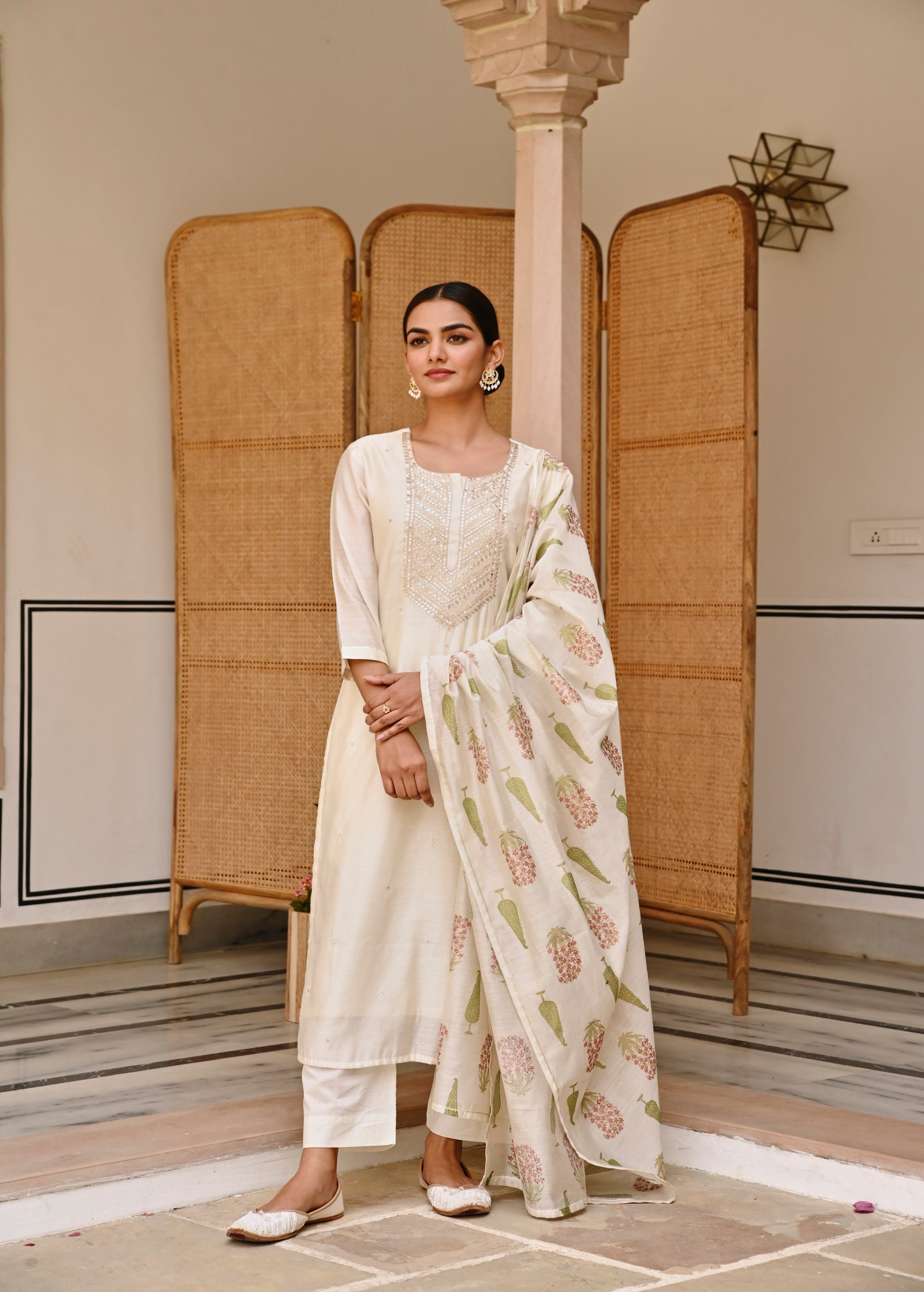 Moonbeam Embroidered Chanderi Silk Pant Set