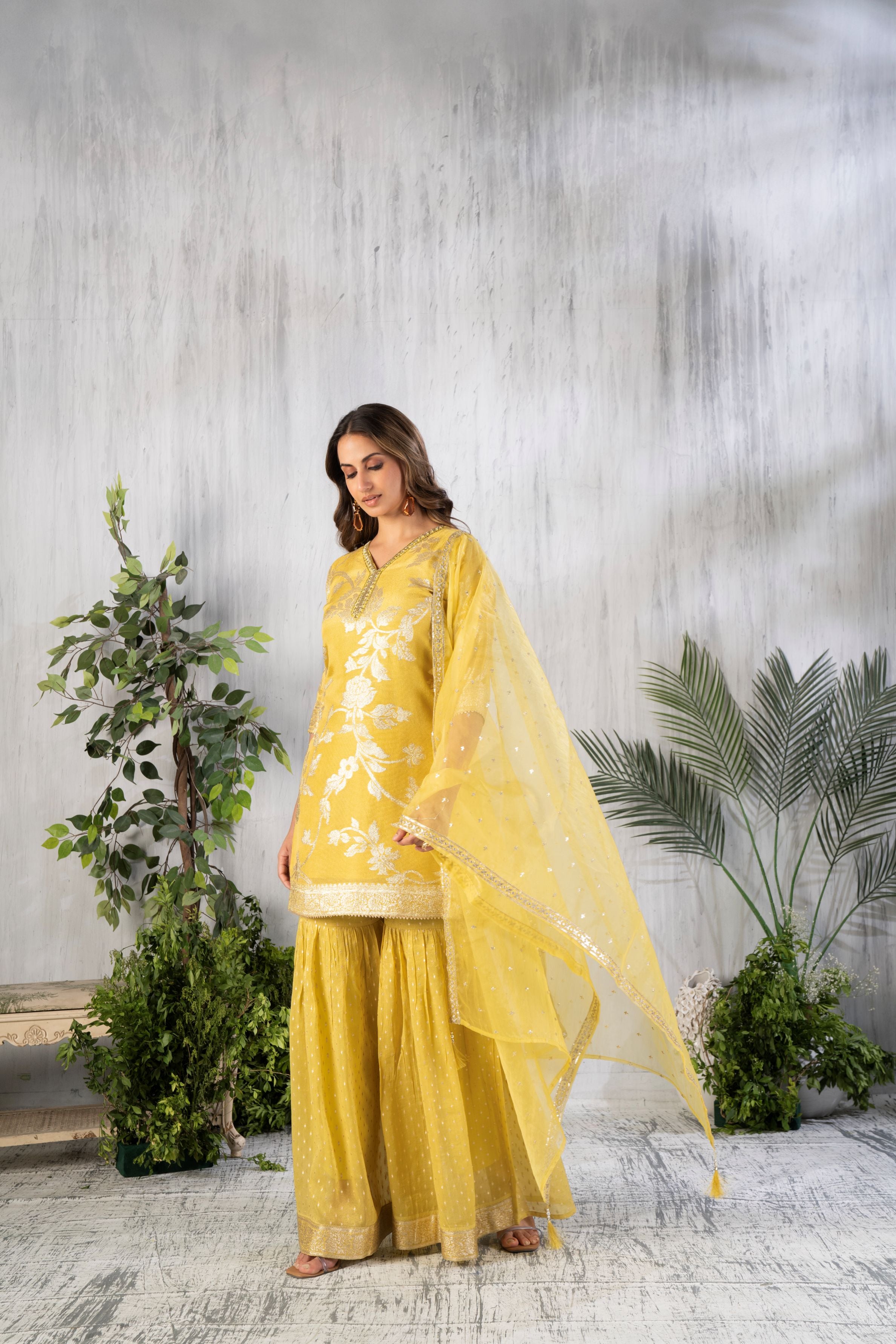 Vibrant Yellow Sharara Set