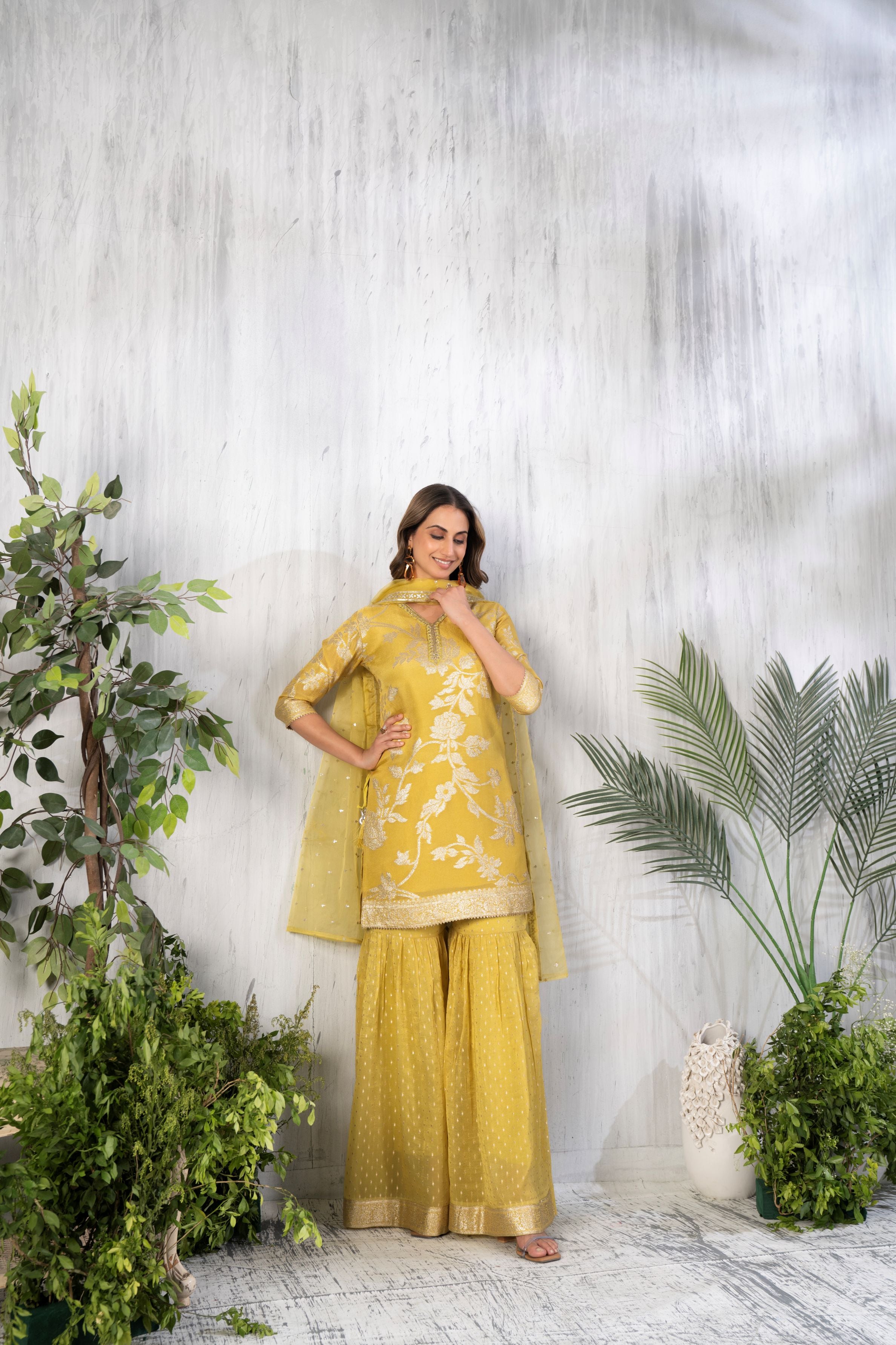 Vibrant Yellow Sharara Set