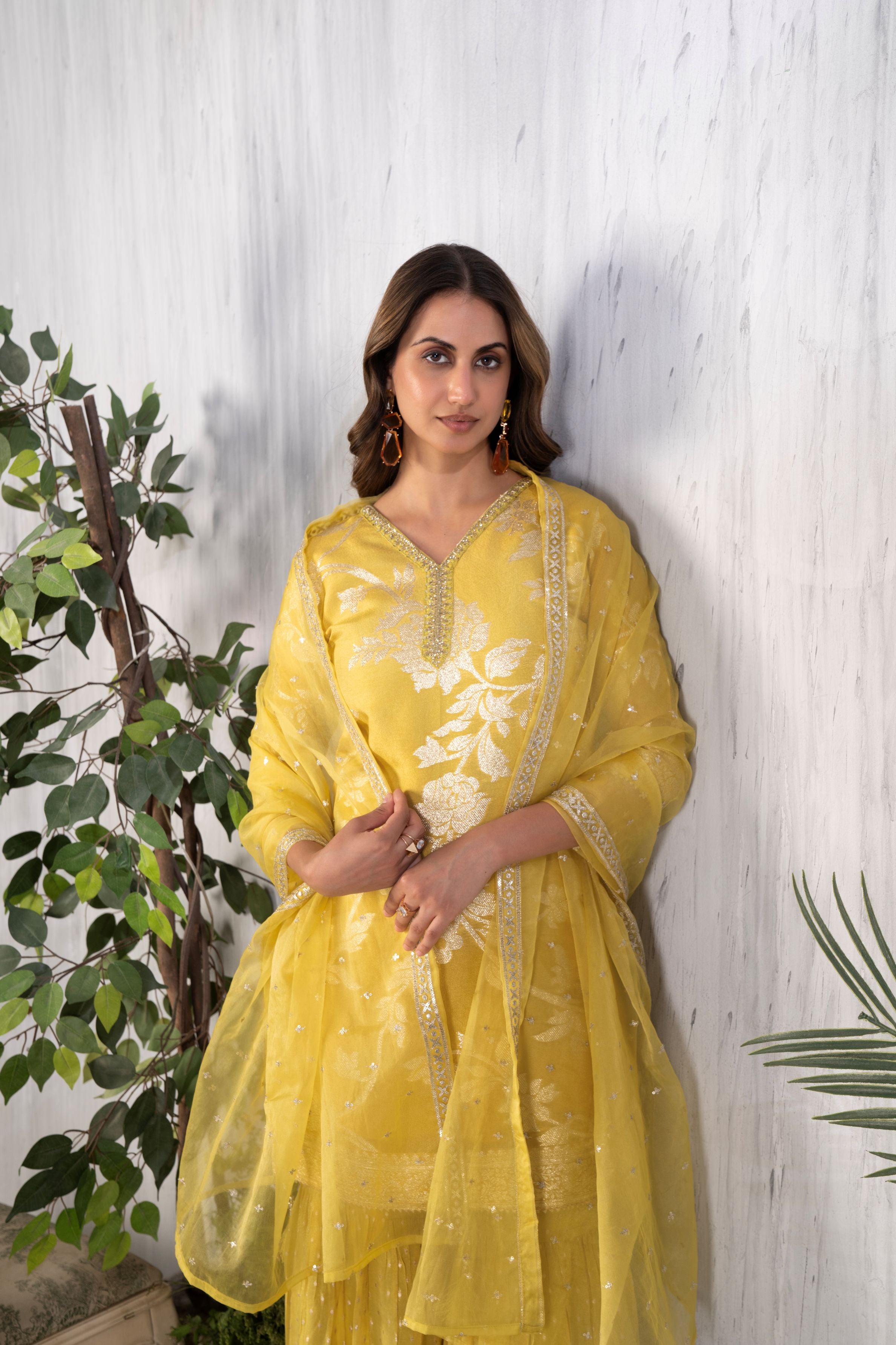 Vibrant Yellow Sharara Set