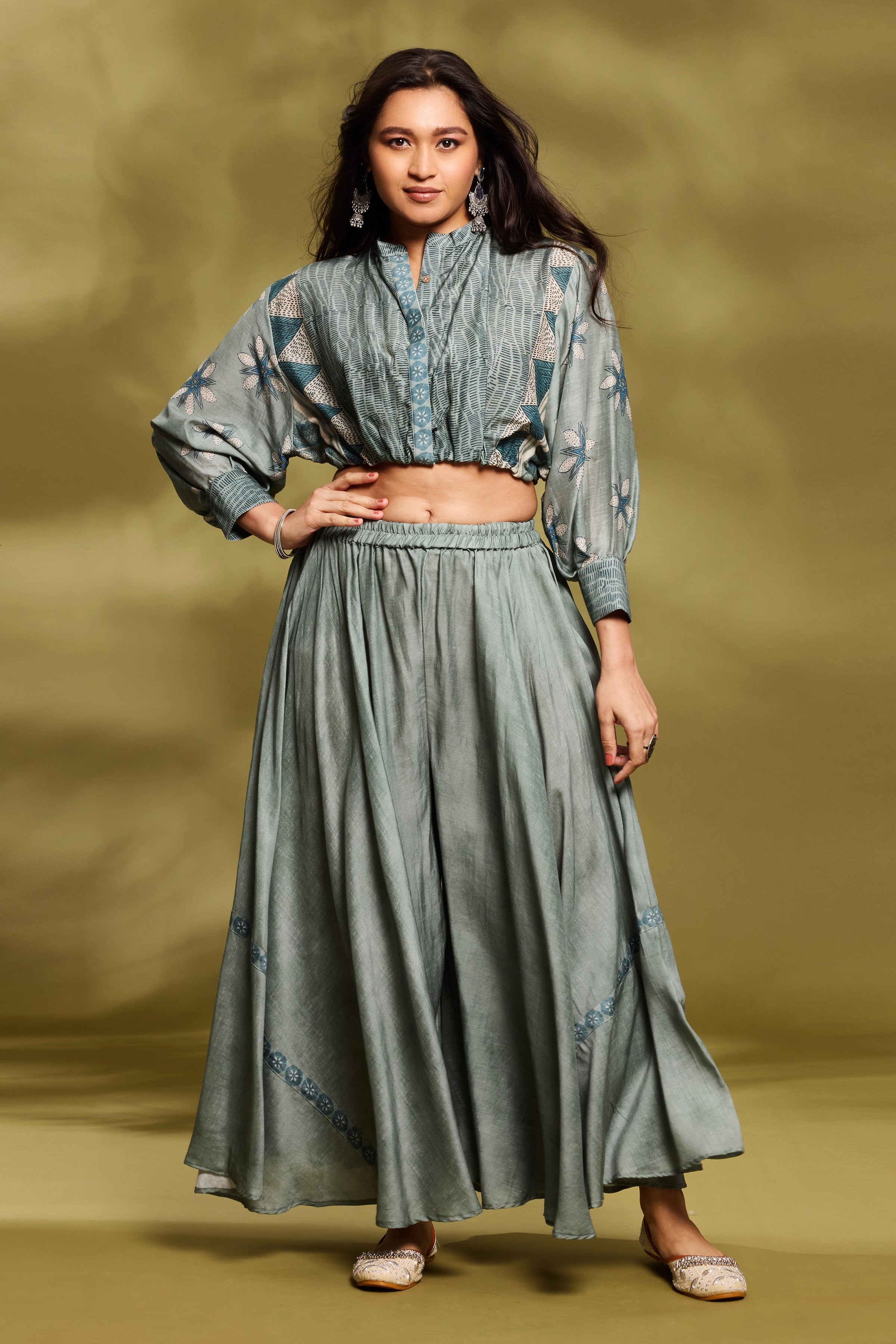 Sage Green Ethnic Co-Ord Set