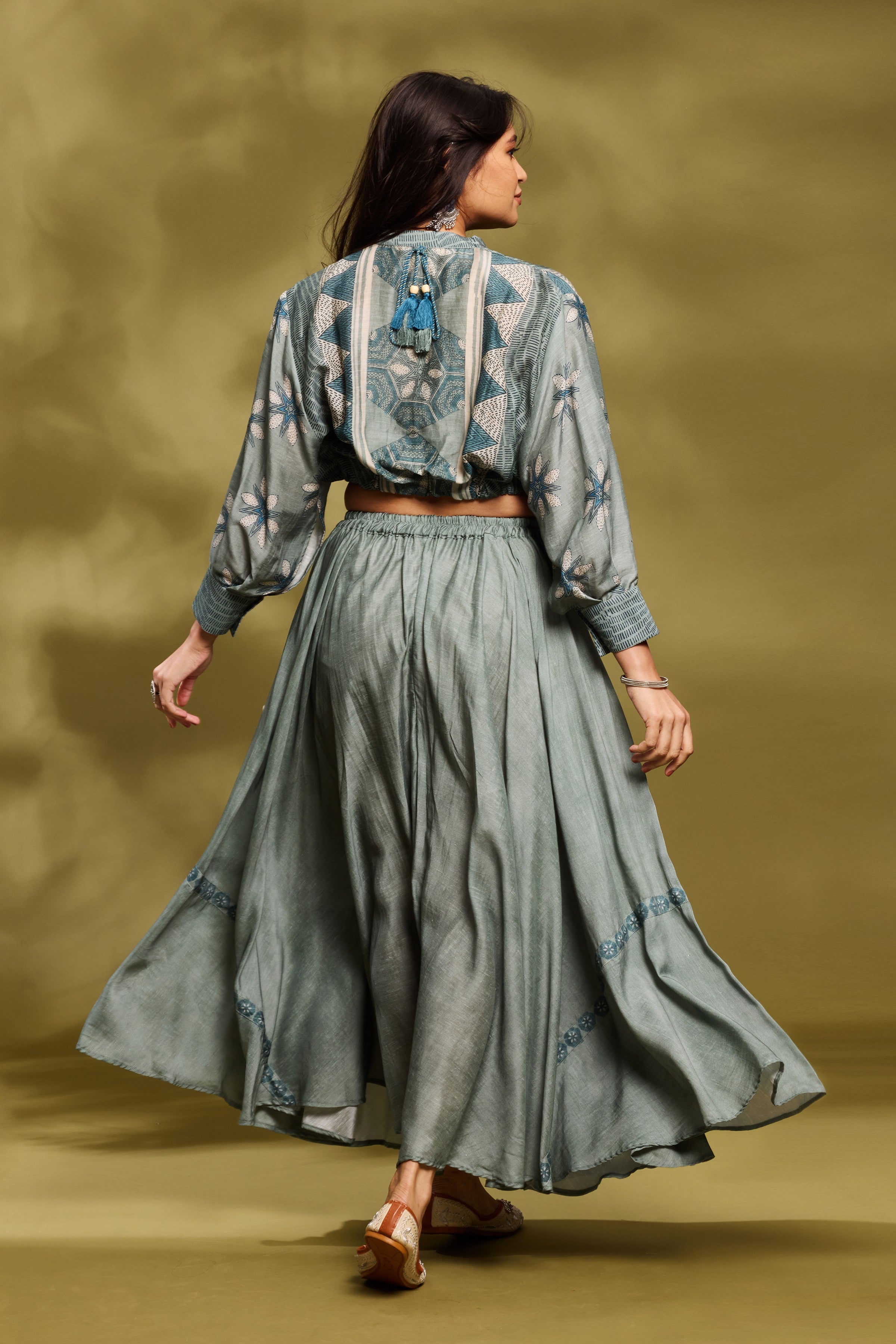 Sage Green Ethnic Co-Ord Set