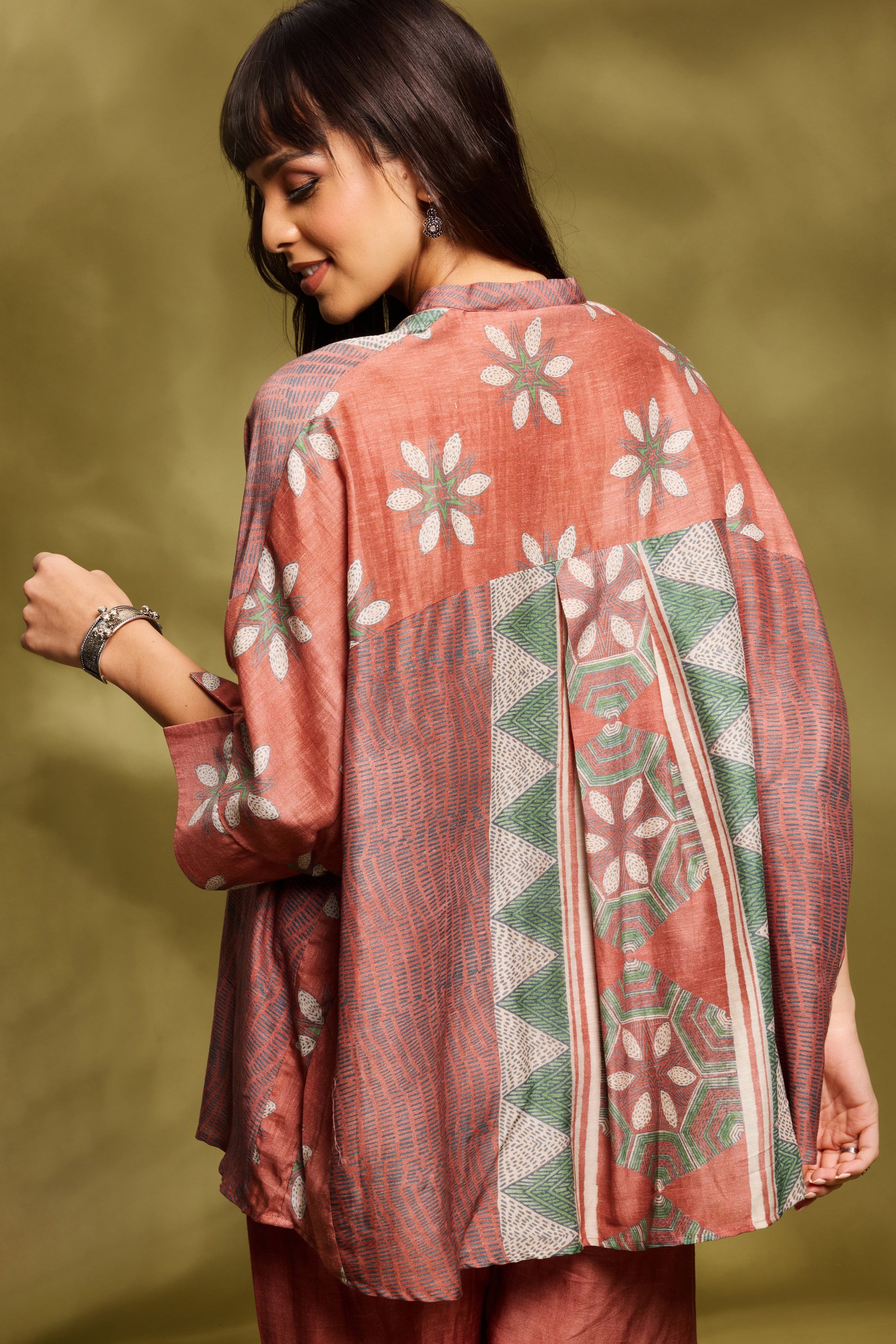 Rust Ethnic Kaftan Set