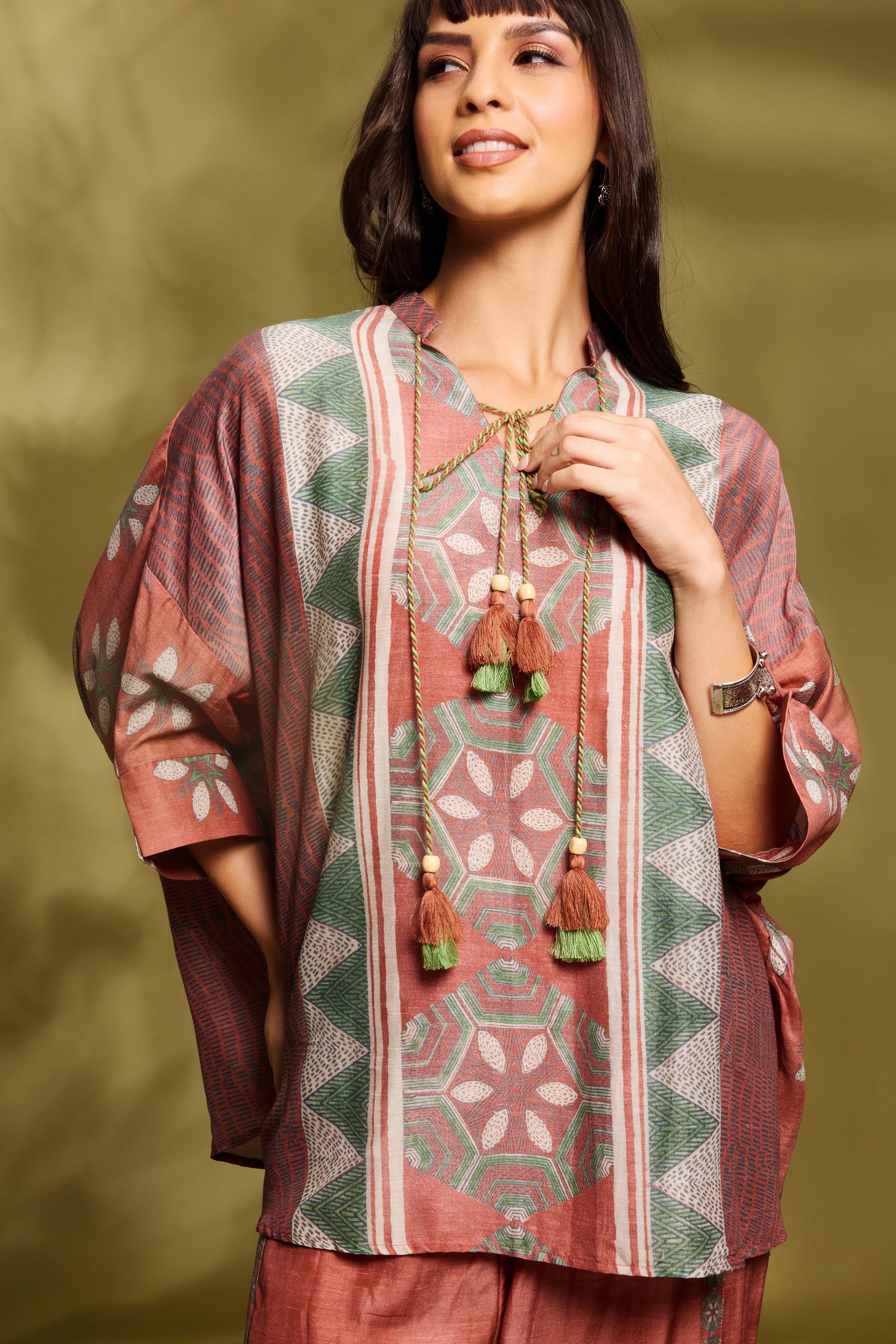 Rust Ethnic Kaftan Set