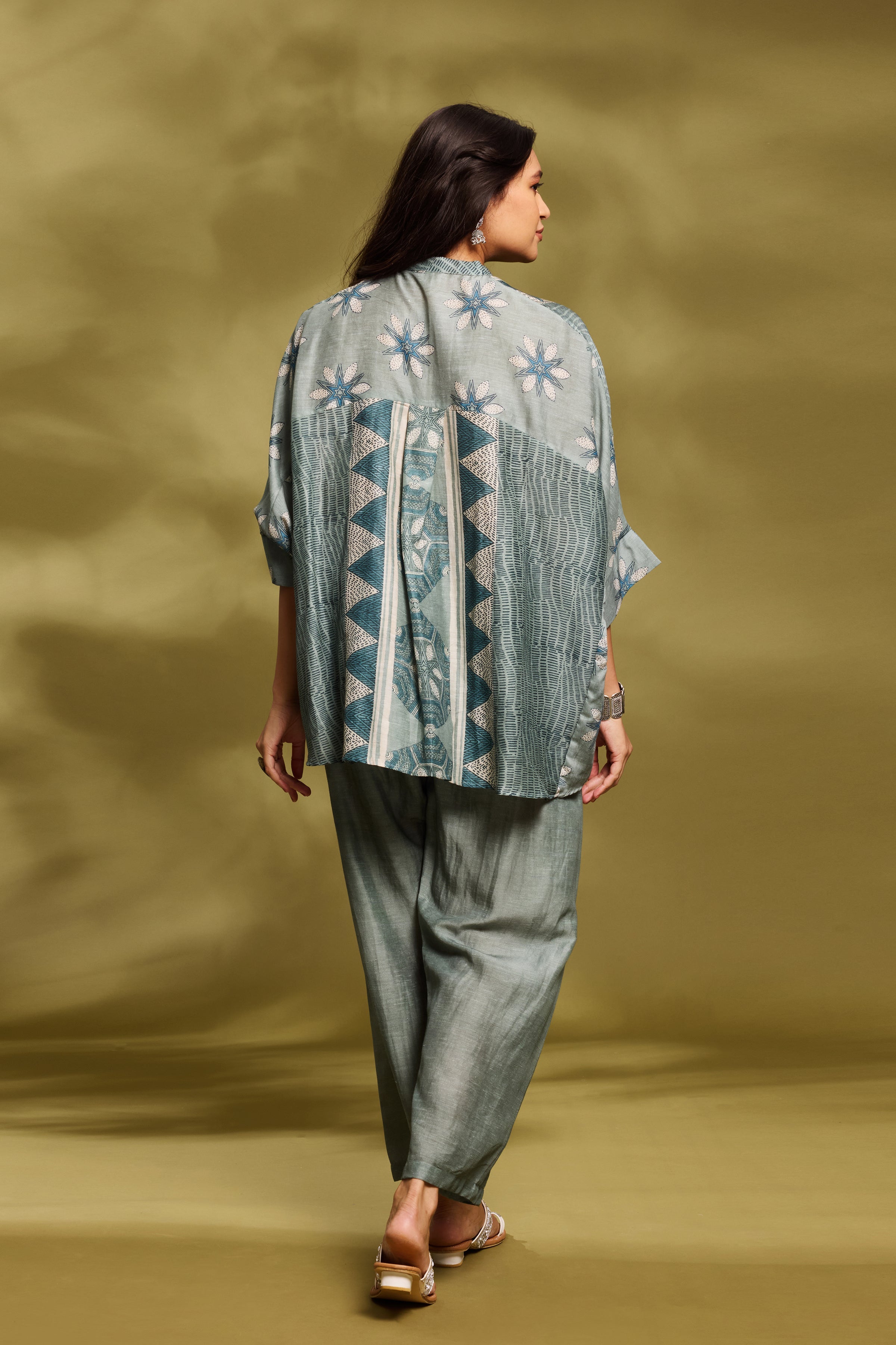 Pastel Green Ethnic Kaftan Set