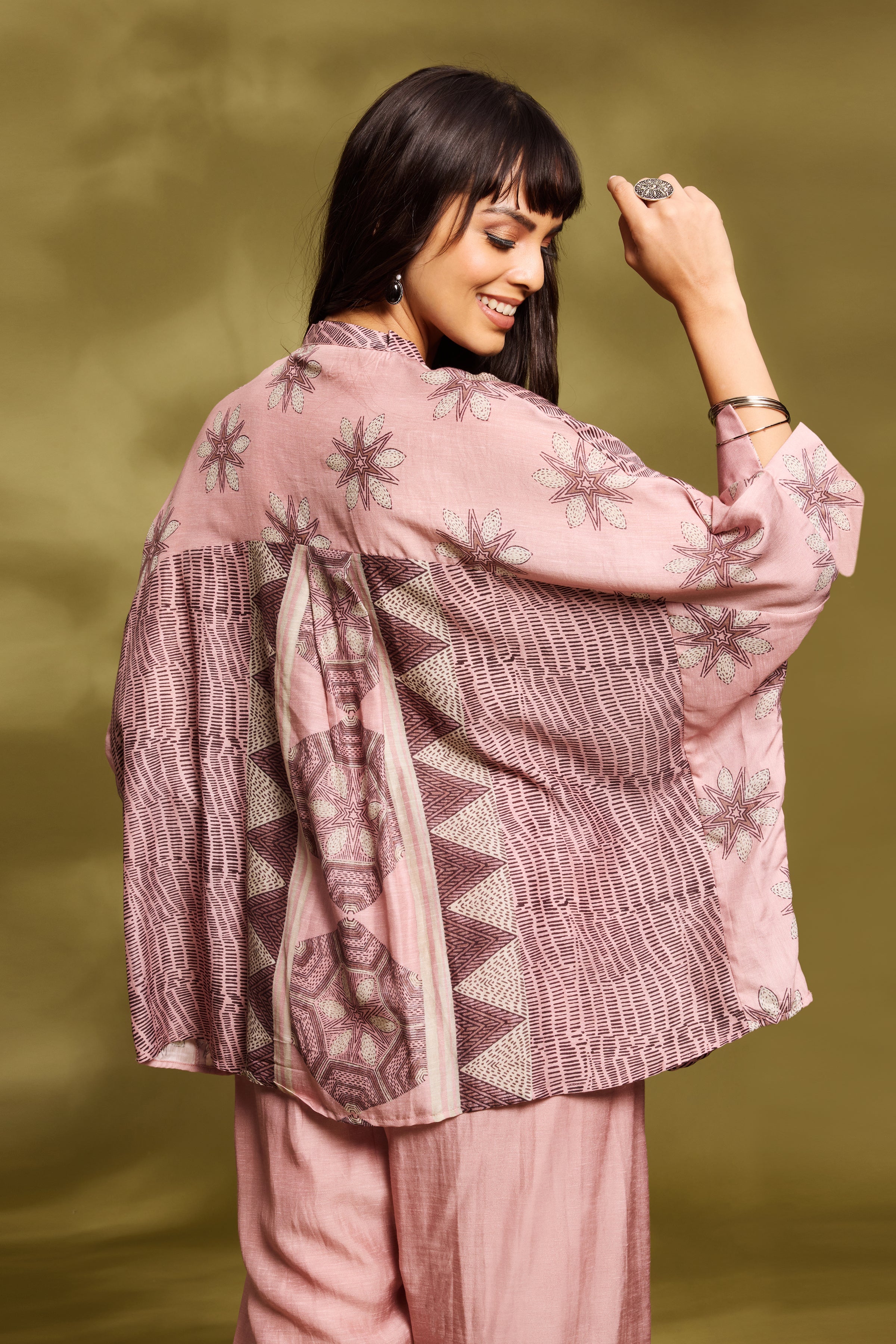 Pink Ethnic Kaftan Set