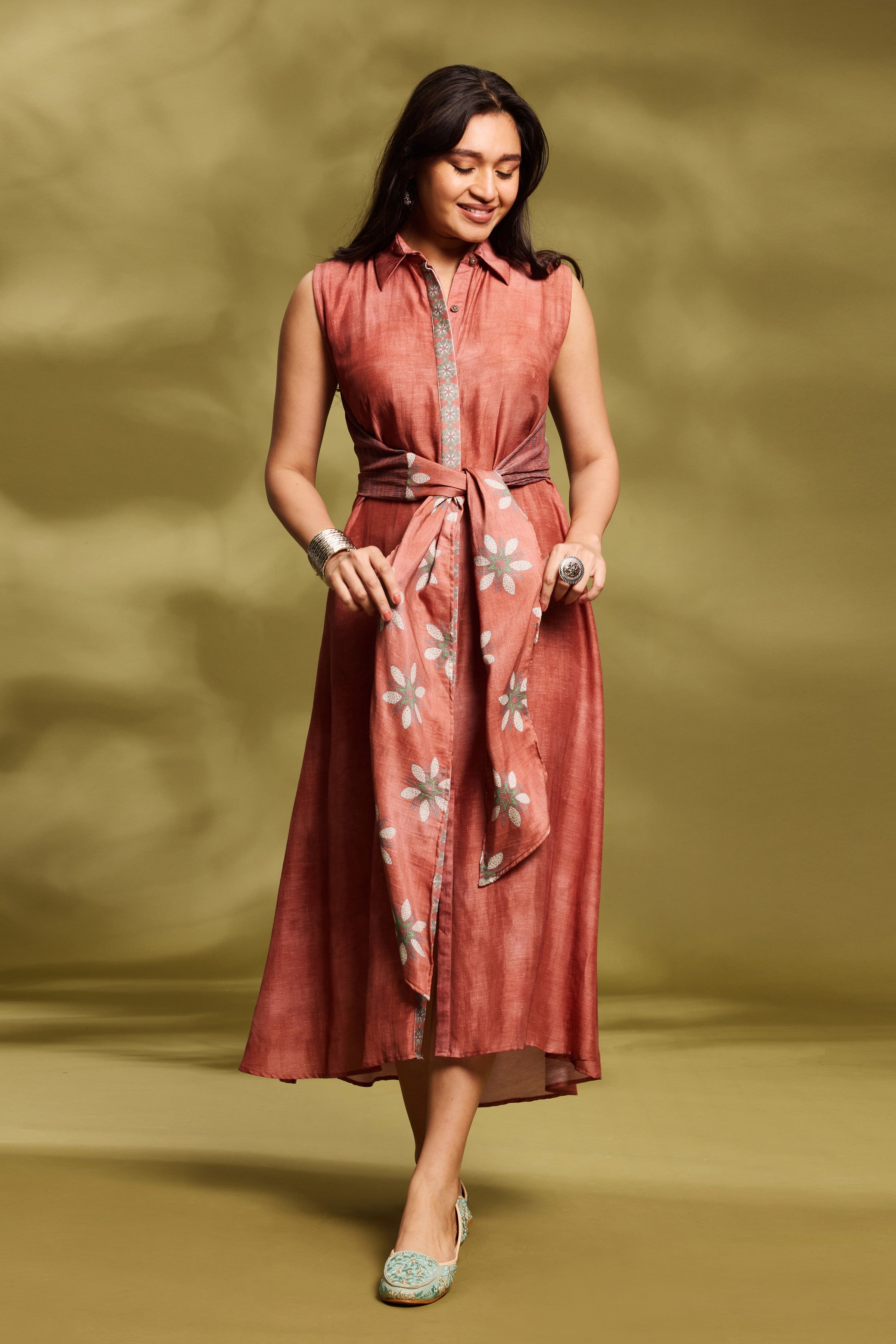 Soft Rust Wrap Dress