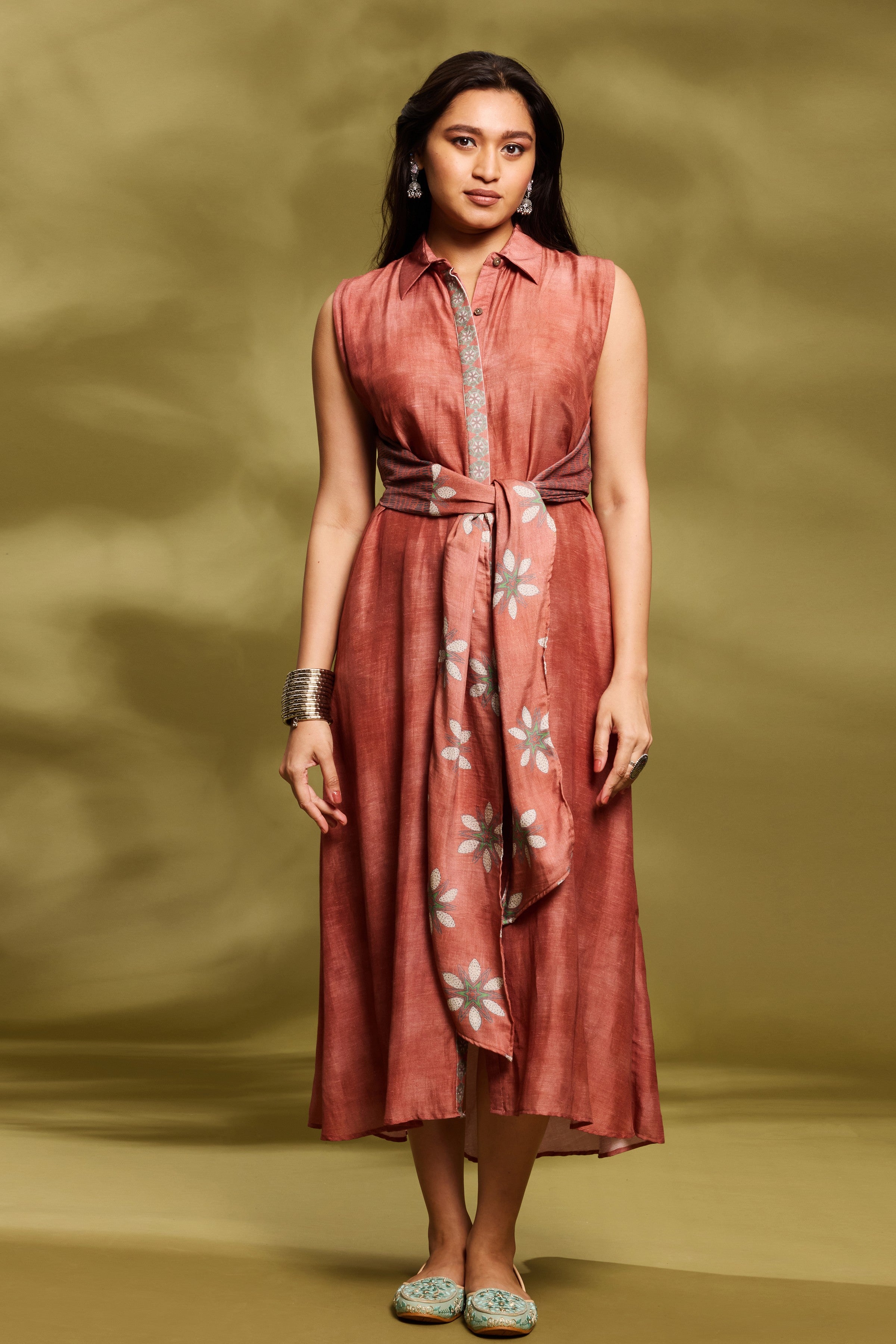 Soft Rust Wrap Dress