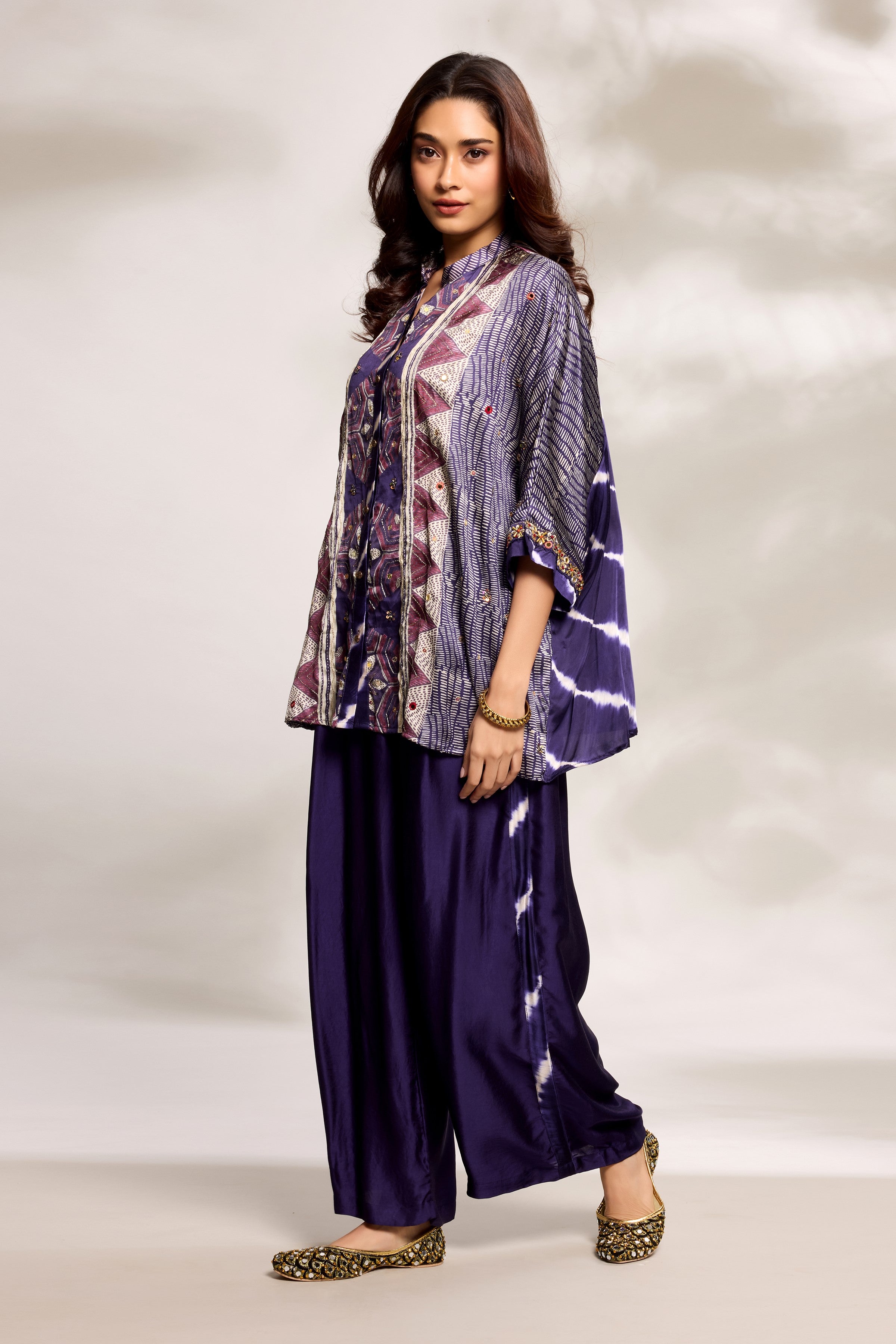 Purple Ethnic Kaftan Set