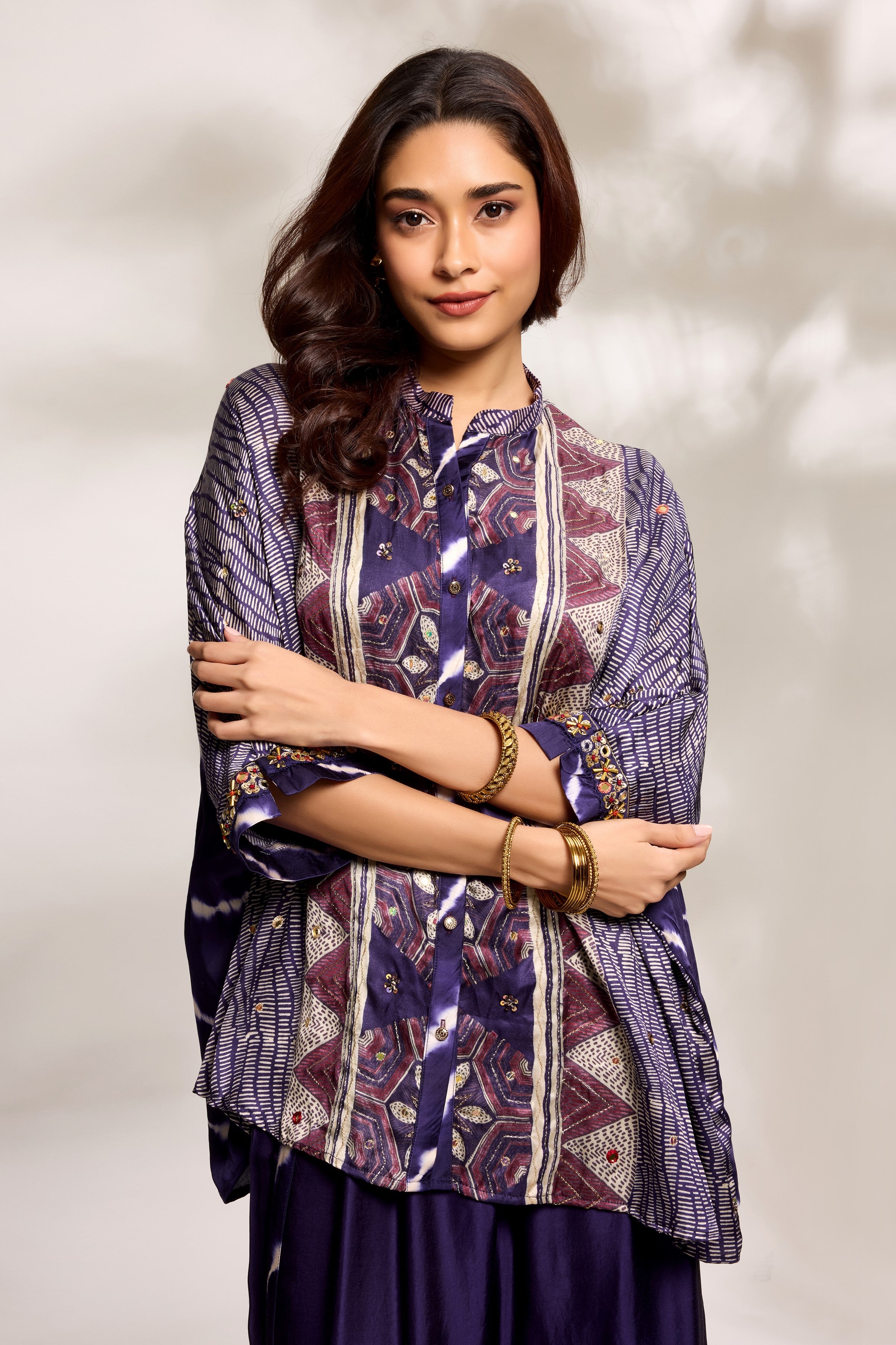 Purple Ethnic Kaftan Set