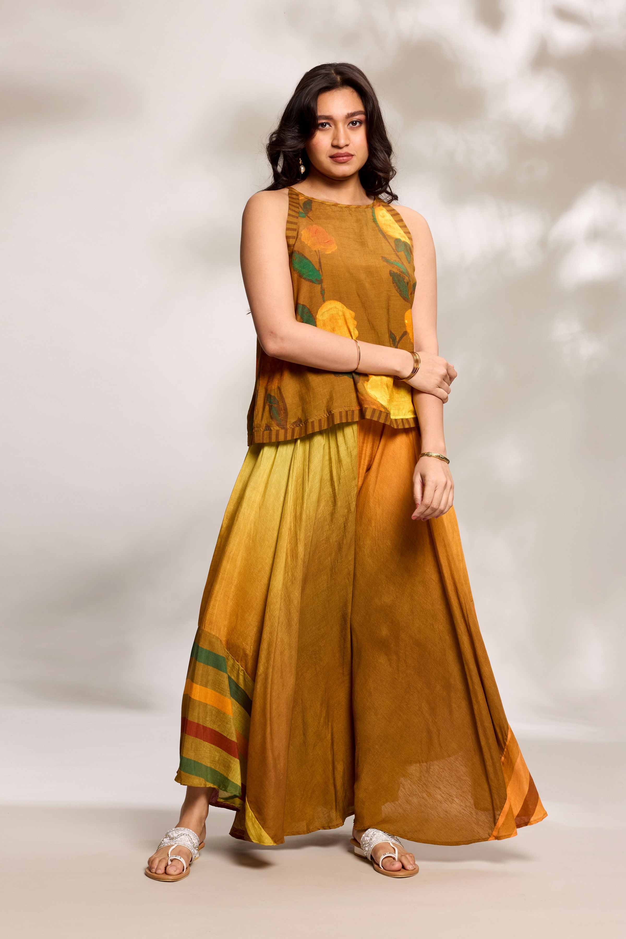 Mustard Flared Top & Trousers Set