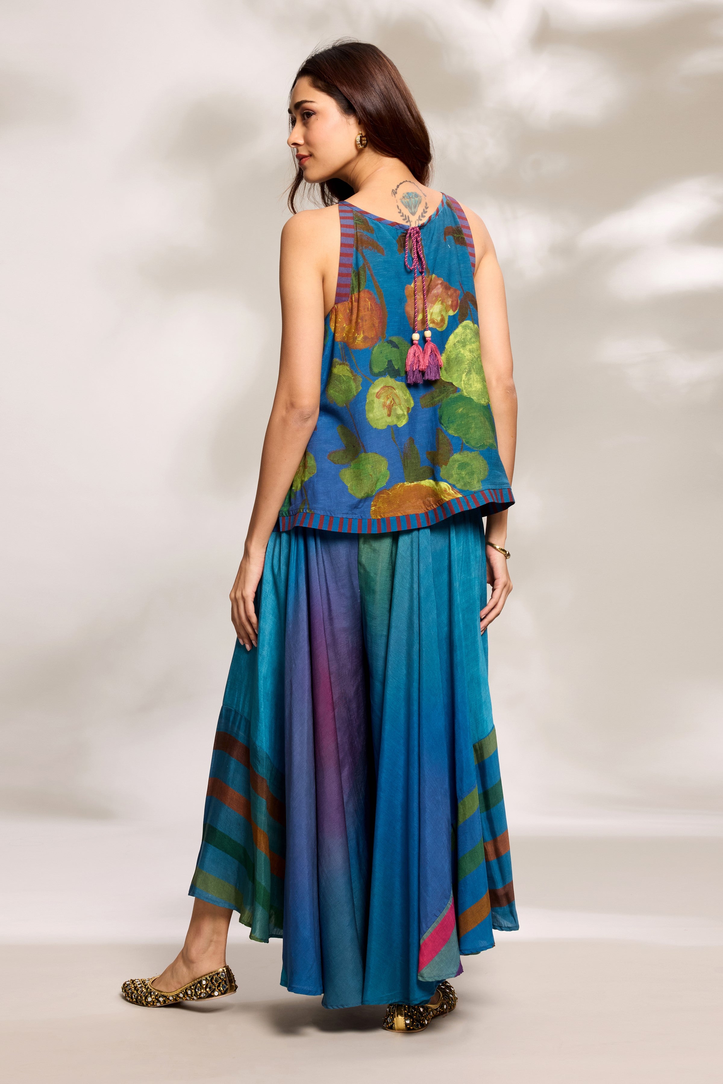 Cobalt Flared Top & Trousers Set