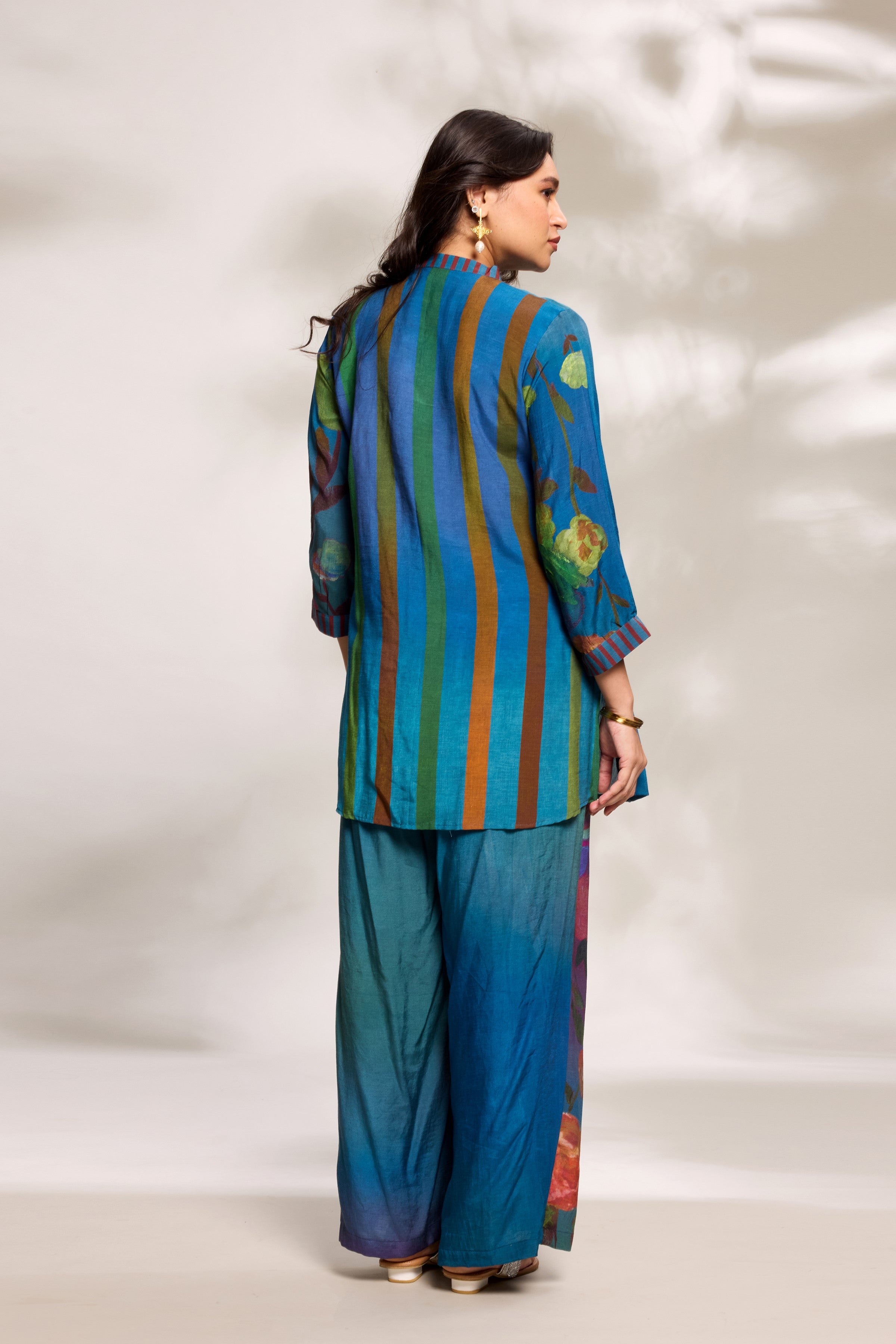 Cobalt Top & Panelled Trousers Set