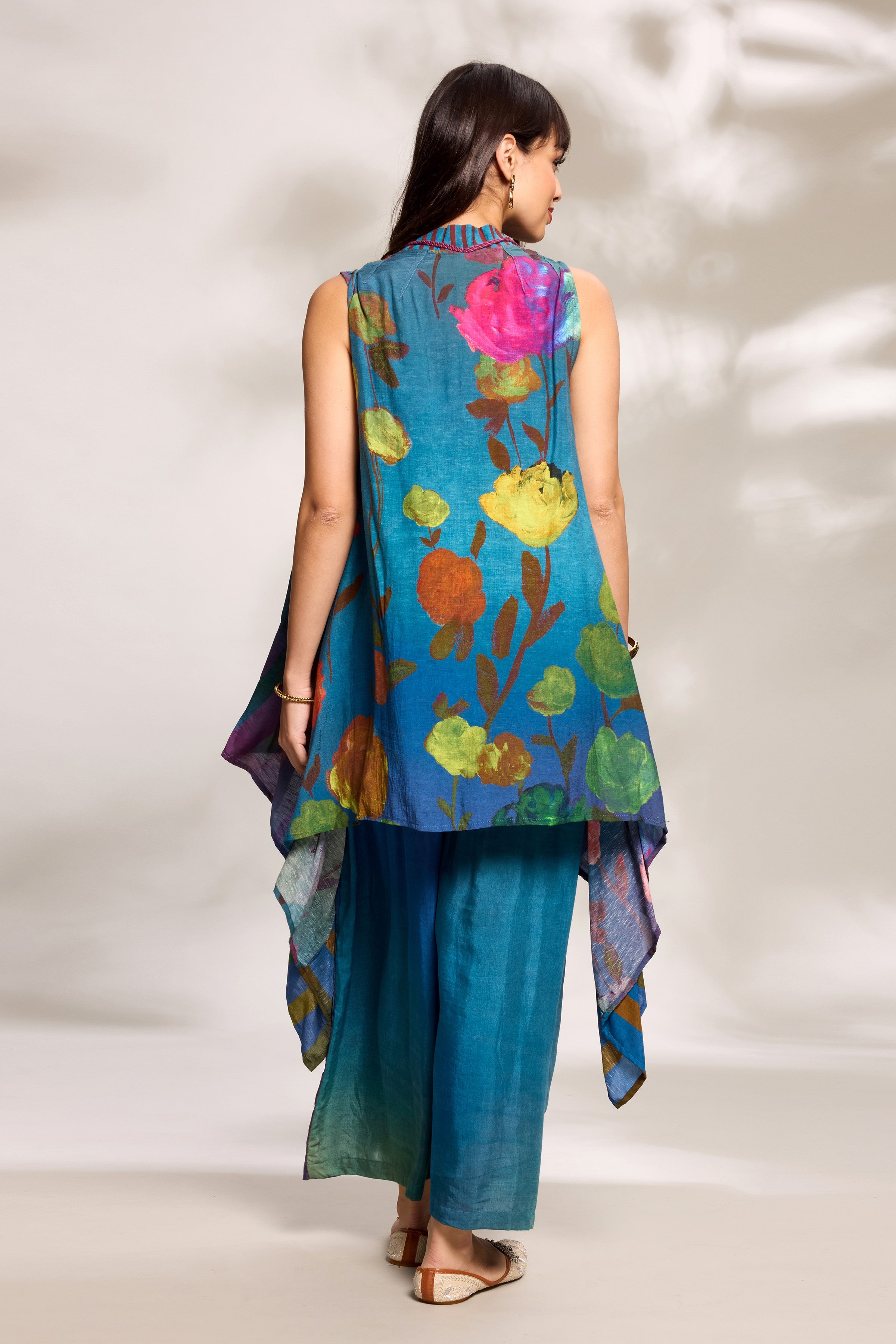 Cobalt Printed Cape Jumpsuit