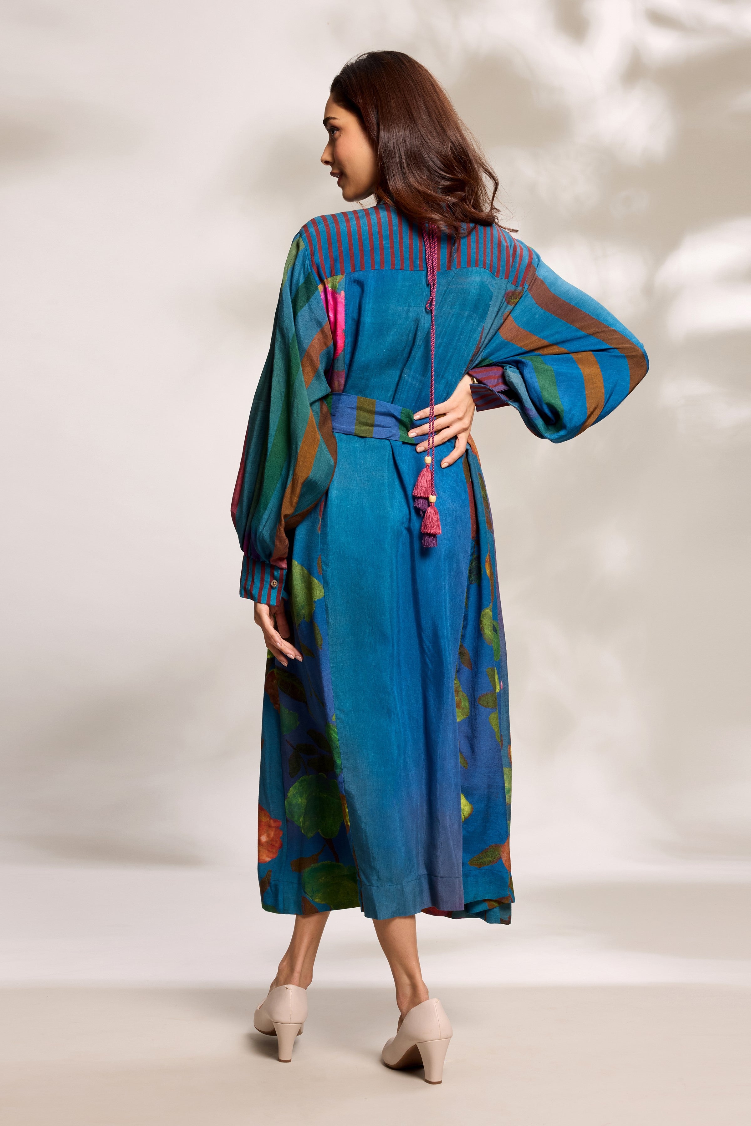 Cobalt Printed Midi Shirt Dress