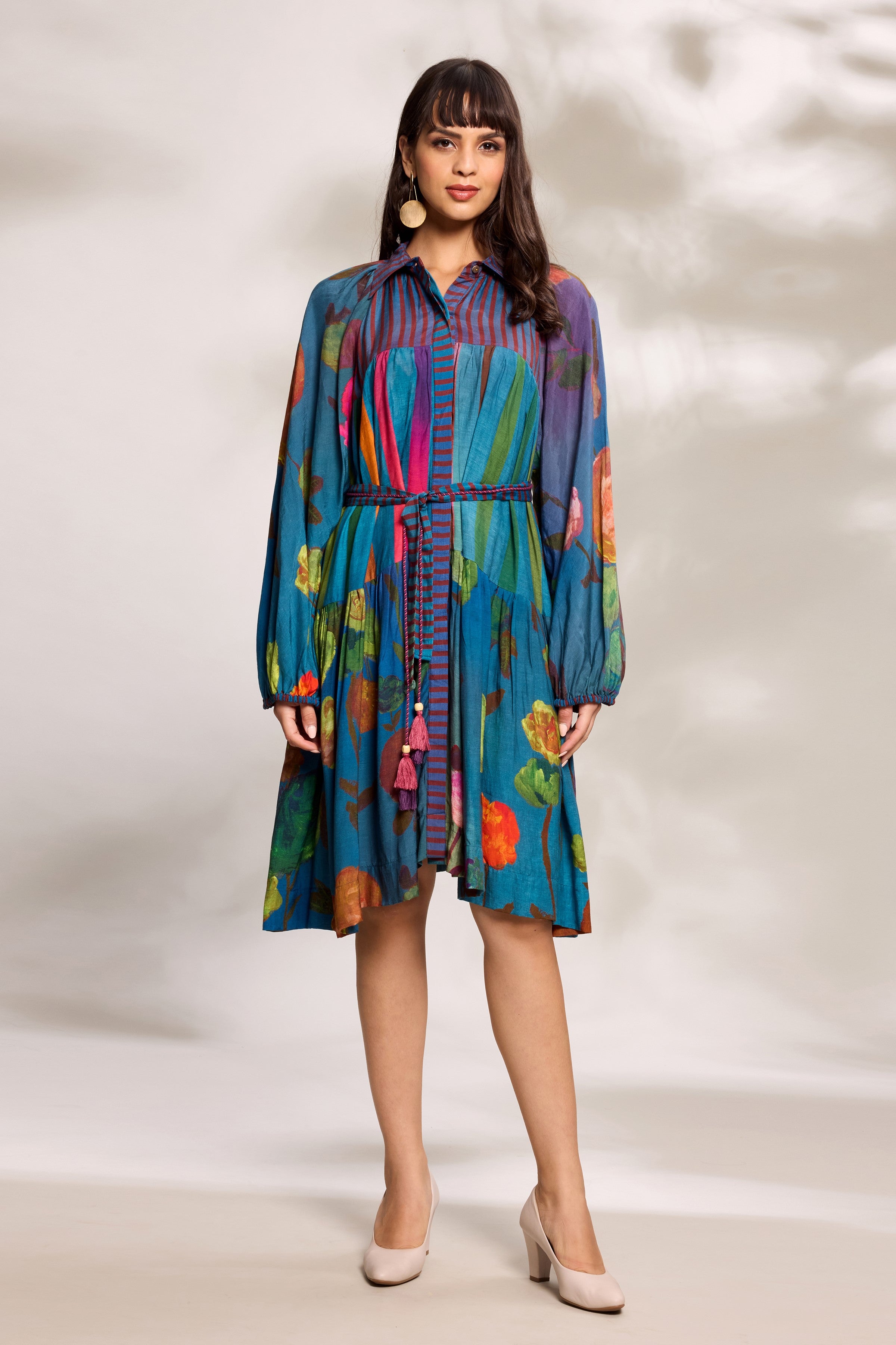 Cobalt Digital Printed Tiered Dress