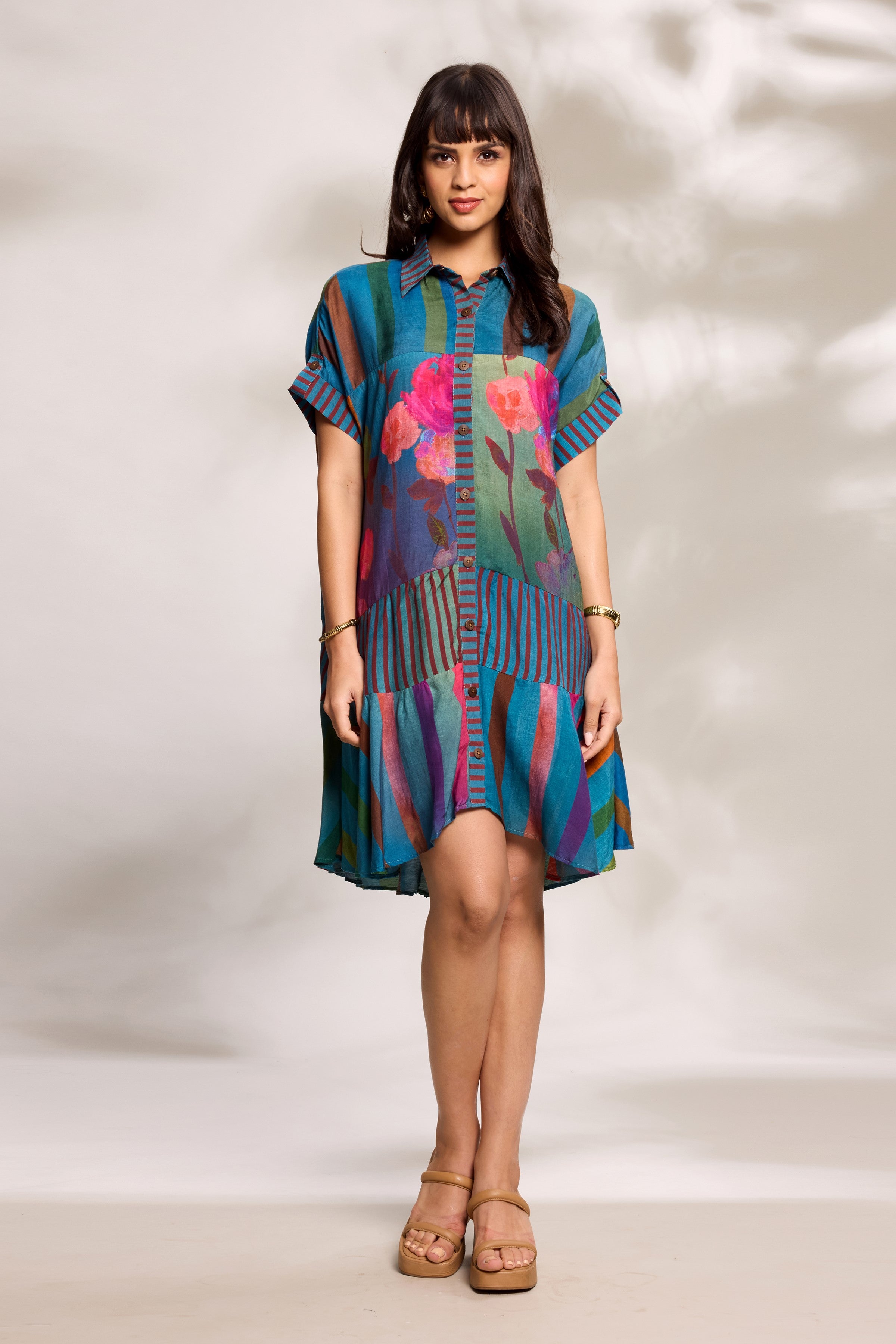Cobalt Printed Tiered Dress