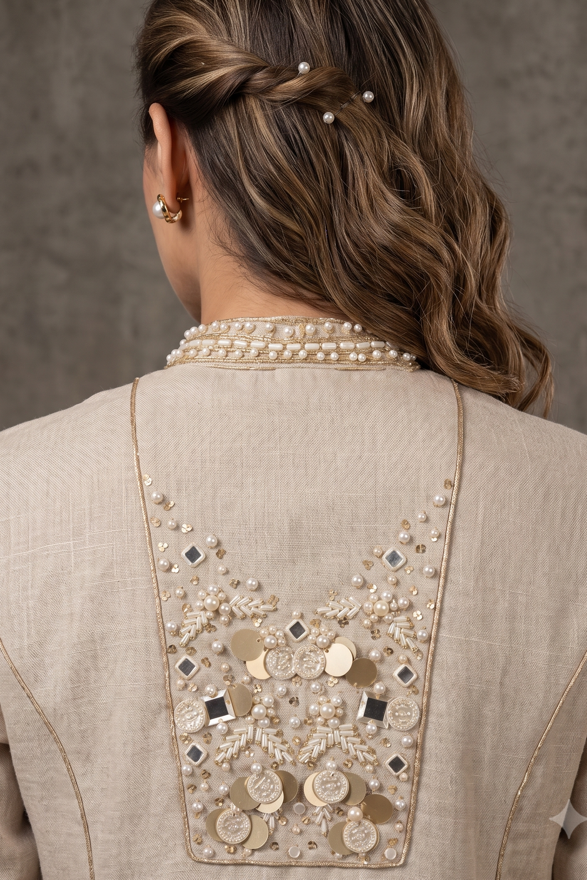 Desert Pearl Embellished Cotton Linen Pant Set