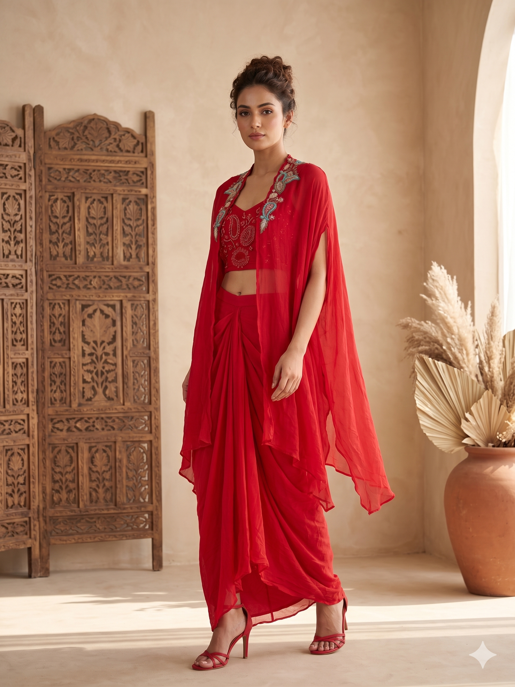 Crimson Red Cape Set