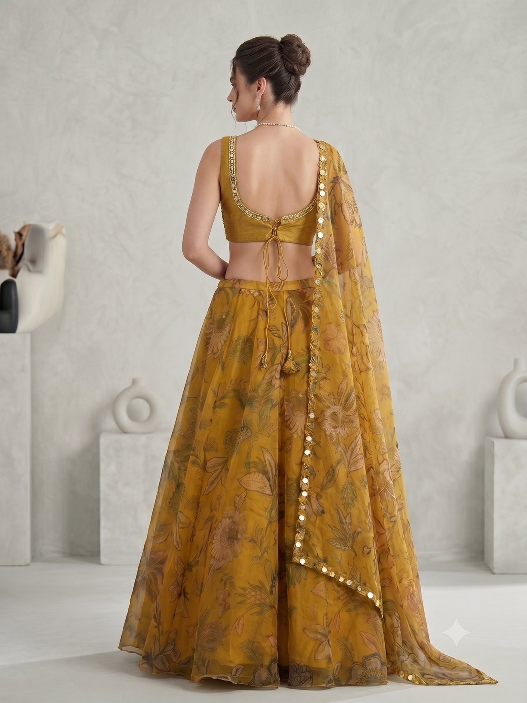 Gilded Sunflower Organza Silk Lehenga Set