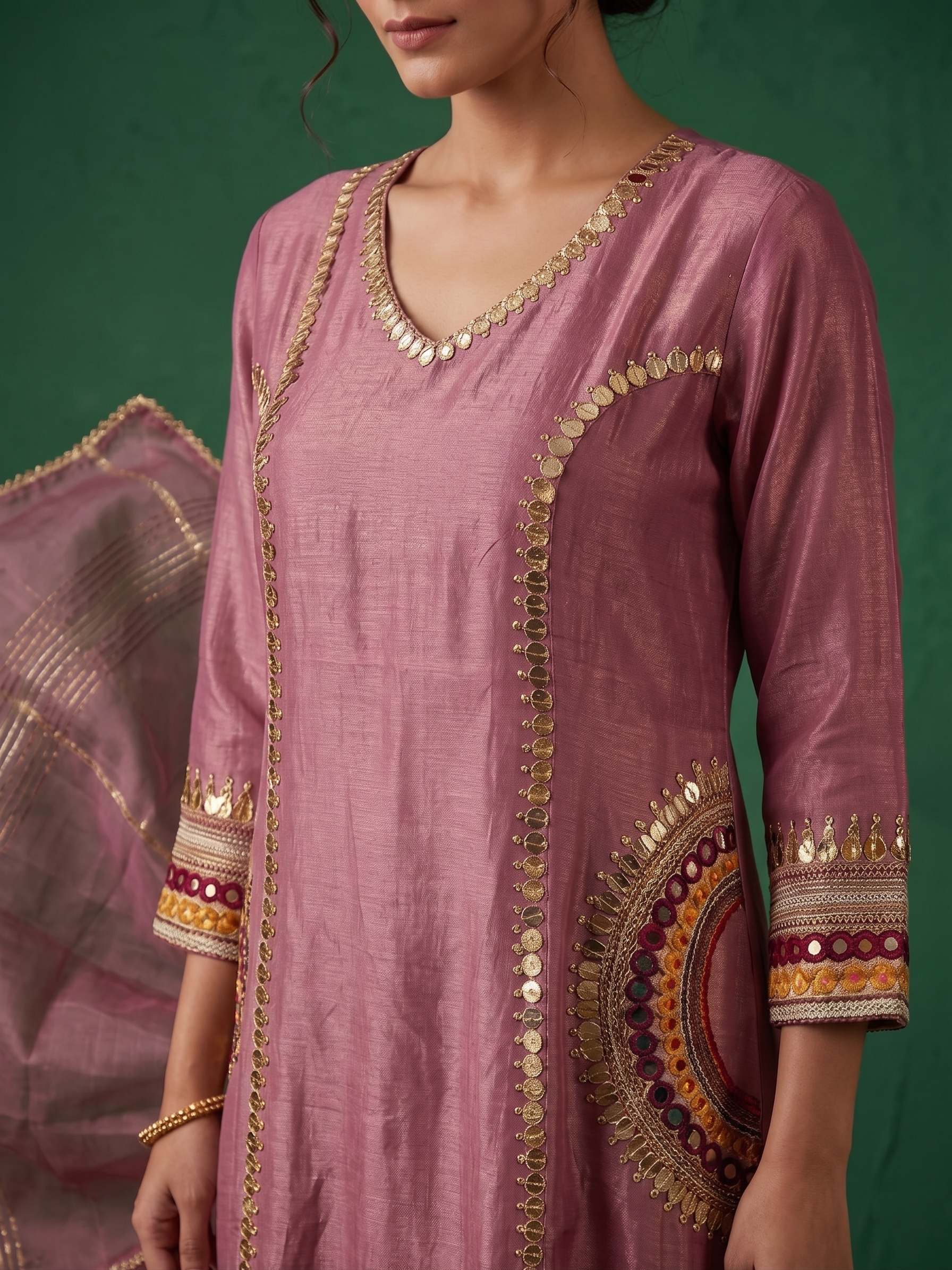 MAu Embellished  Shimmer Organza Pant Set
