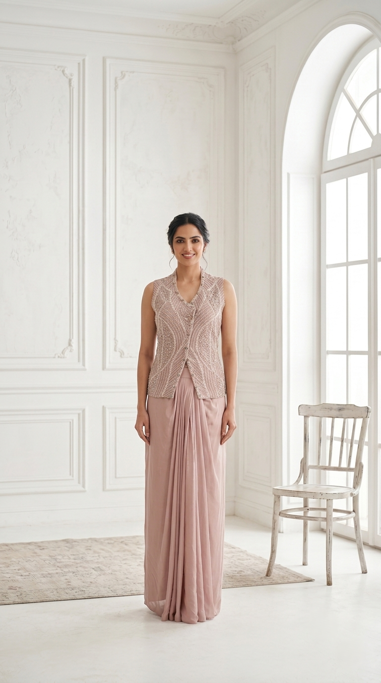 Royal Rose Embellished Crepe Silk Skirt Set