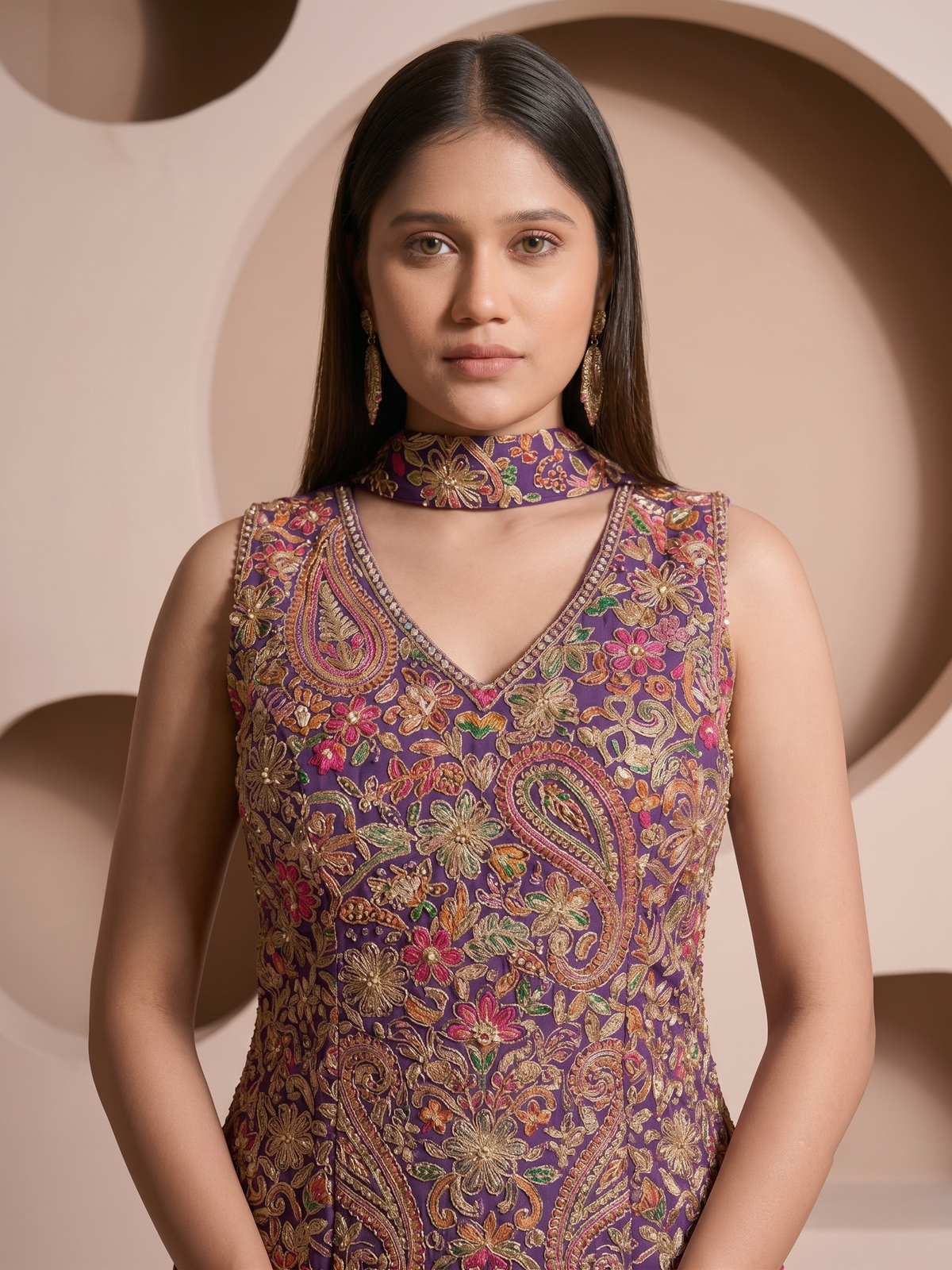 Royal Purple Embellished Georgette Silk Palazzo Set