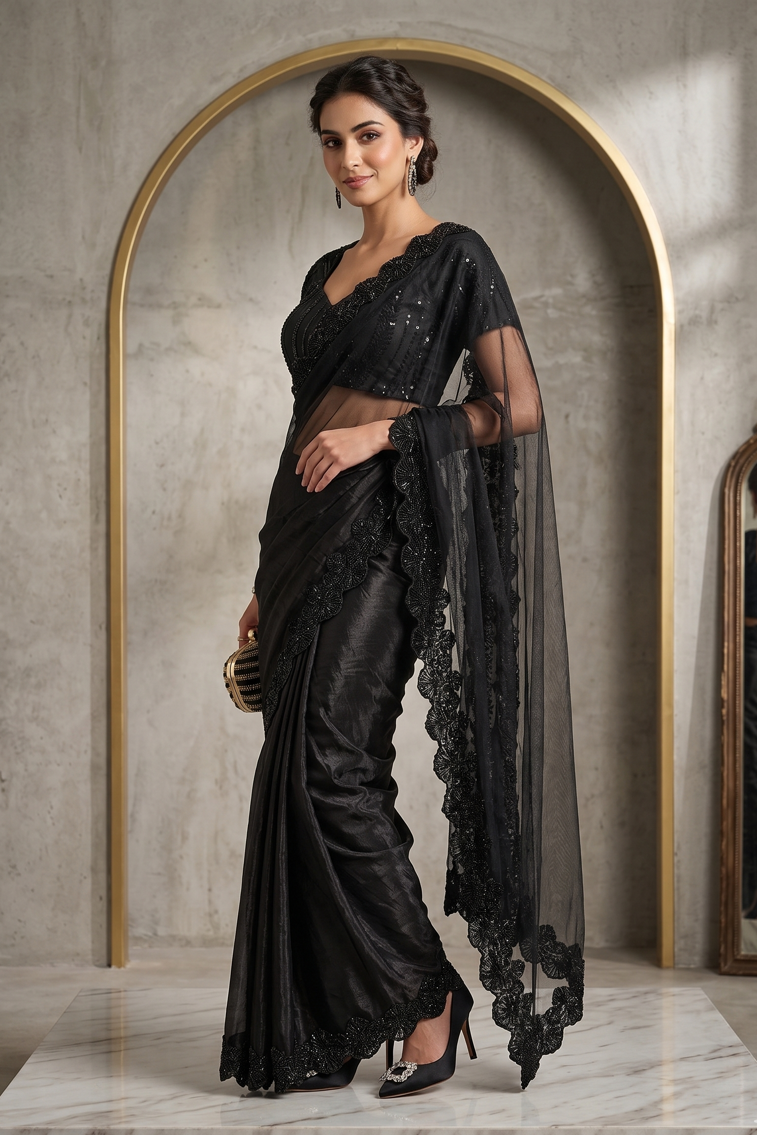 Black Cocktail Saree