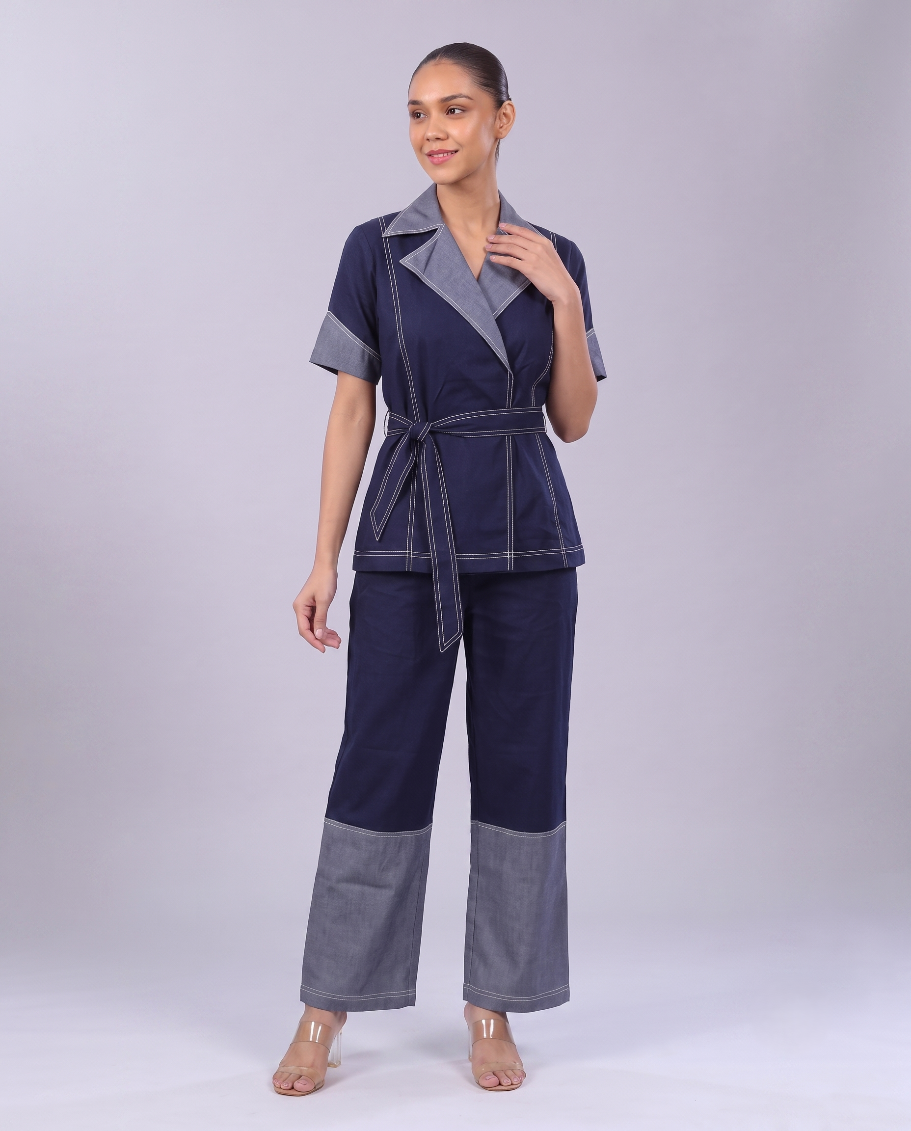 Indigo Solid Soft Denim Co-Ord Set